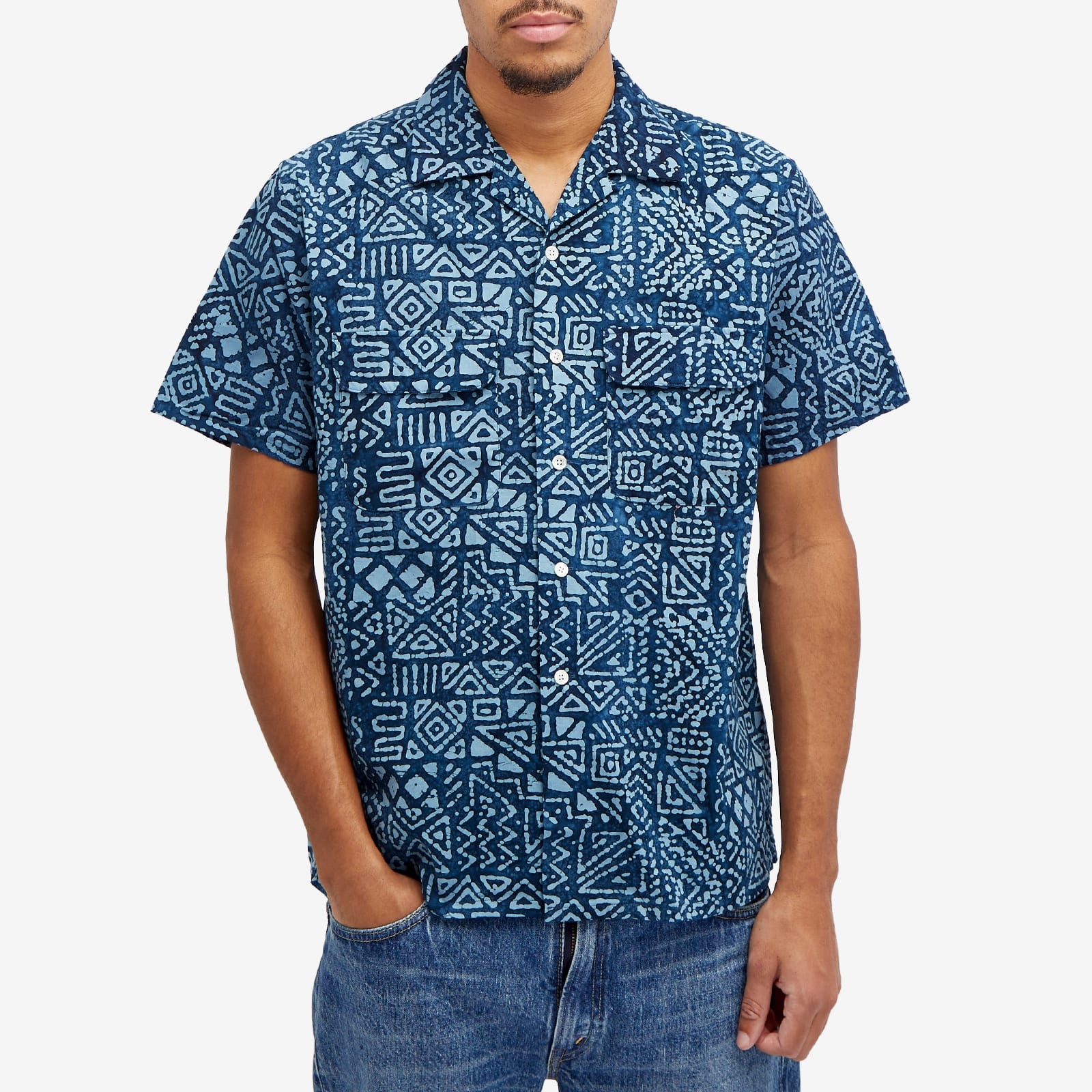 Beams Plus Open Collar Batik Print Shirt - 2