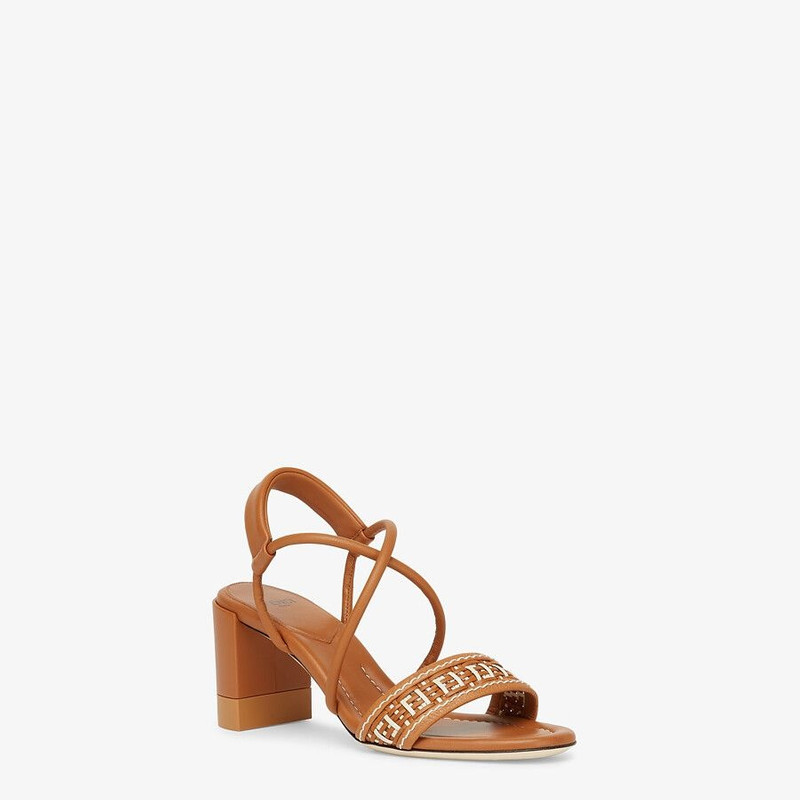 FENDI Brown leather sandals outlook