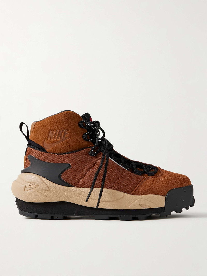 + sacai Magmascape Suede-Trimmed Quilted Mesh High-Top Sneakers - 1
