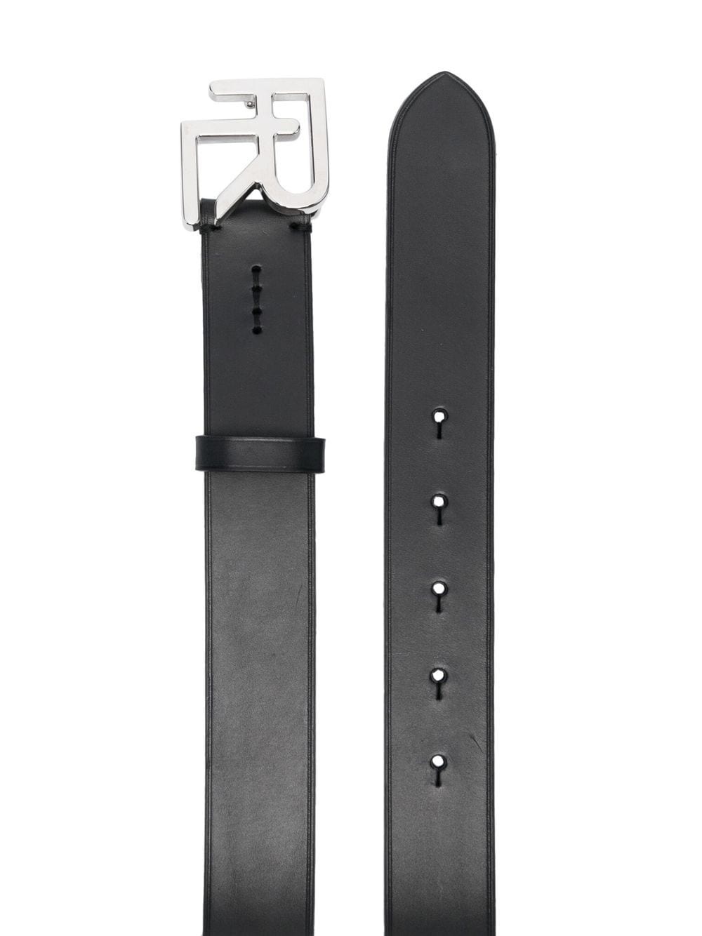 logo-buckle leather belt - 2