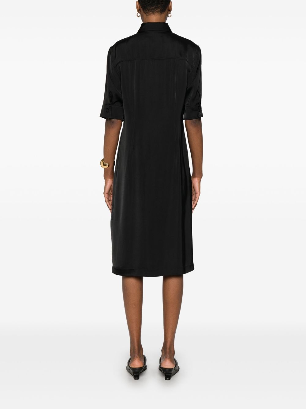satin midi shirt dress - 4