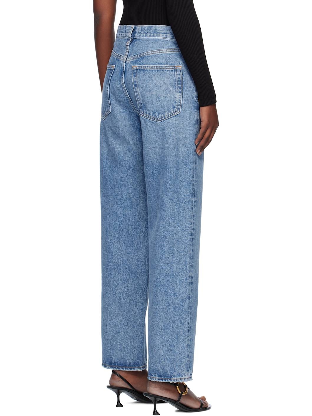 Blue V-Waist Baggy Jeans - 3