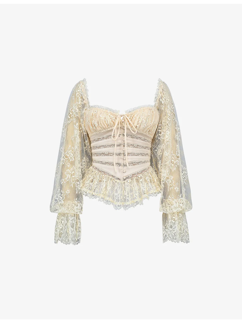 Cara Long-Sleeve Georgette Peplum Top - 1