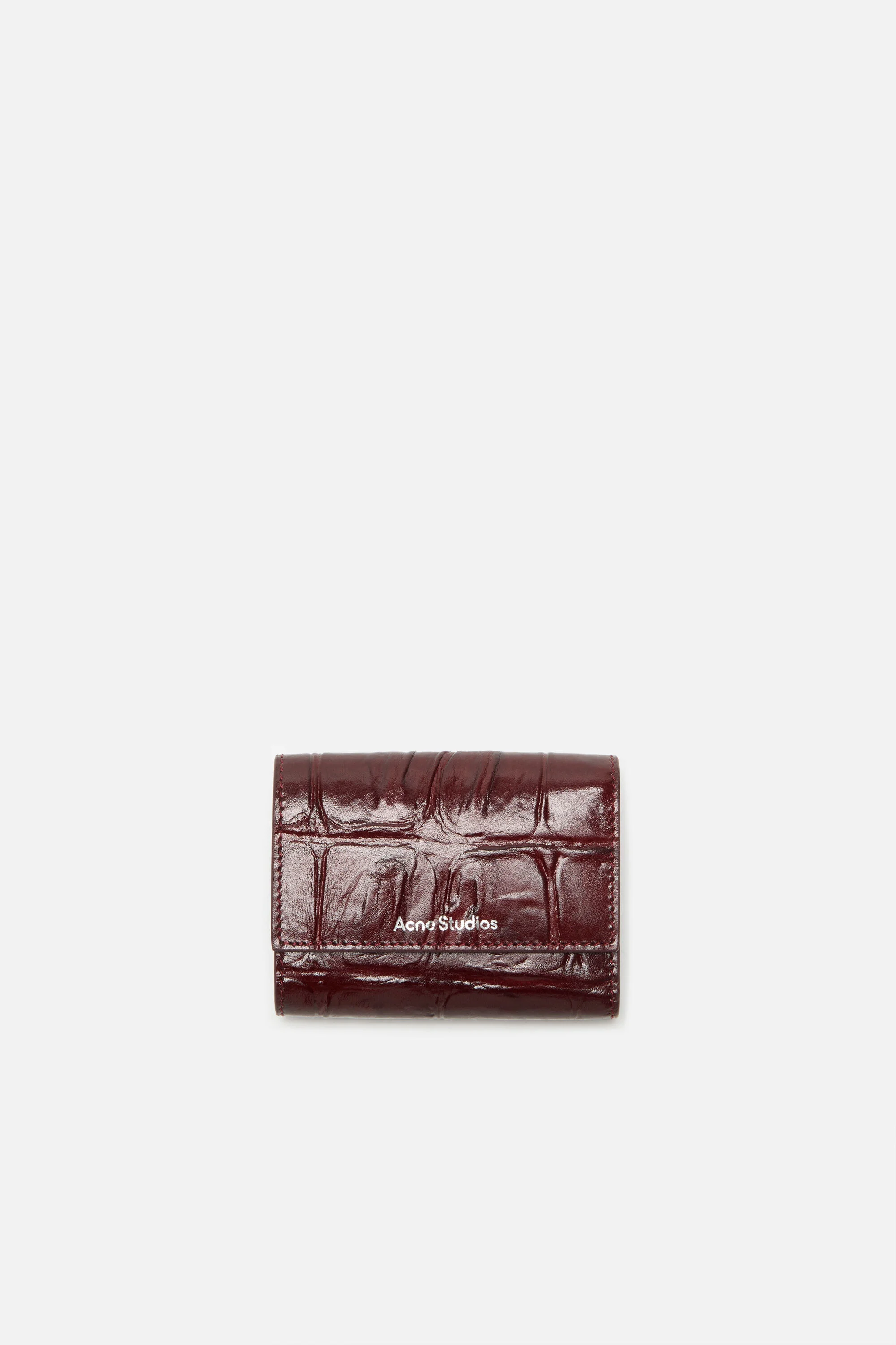 Trifold leather wallet - Burgundy - 1