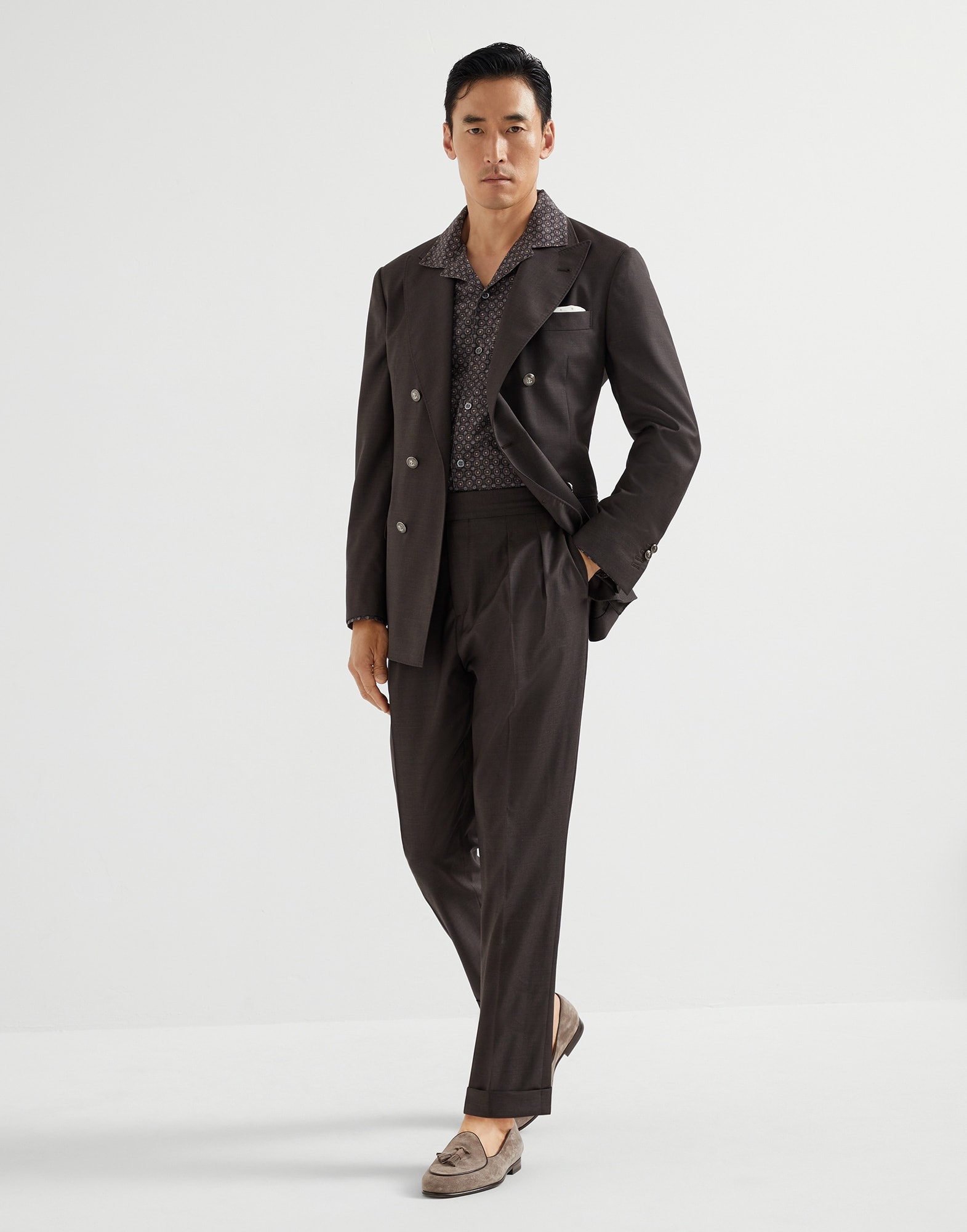 Virgin wool batavia one-and-a-half-breasted deconstructed blazer with metal buttons - 5