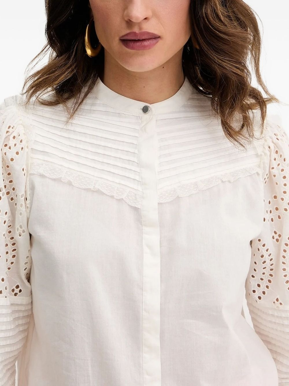 eyelet-pleated blouse - 3