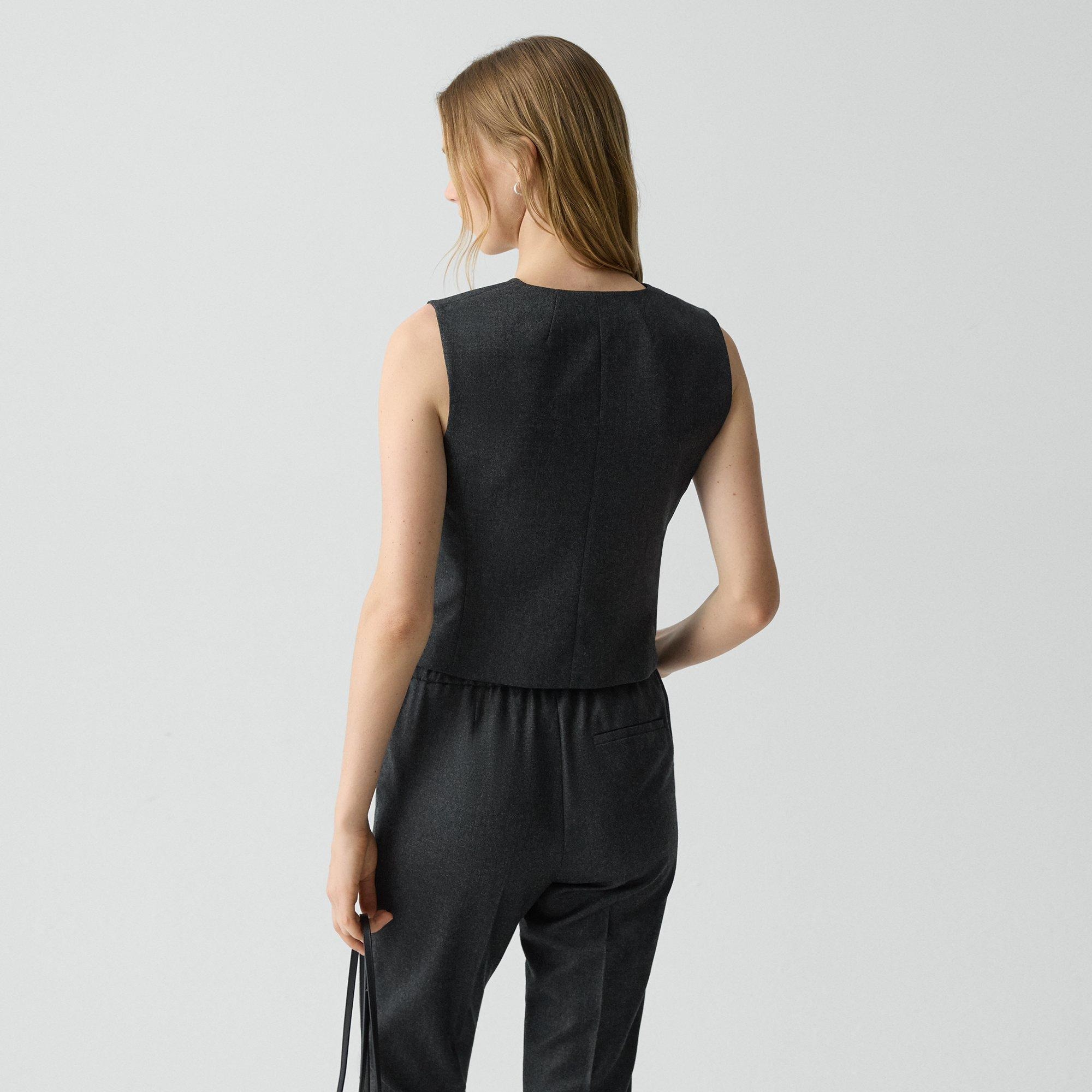 Shrunken Double-Breasted Vest in Sleek Flannel - 4