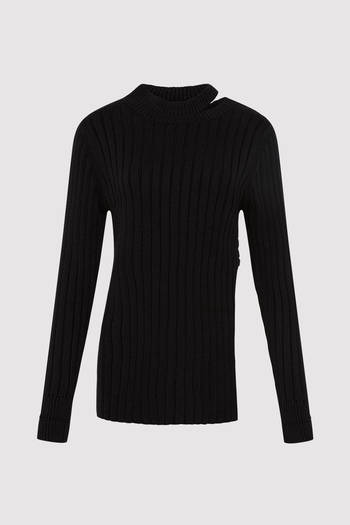 Deconstructed Rib Knit Jumper - Black - 4