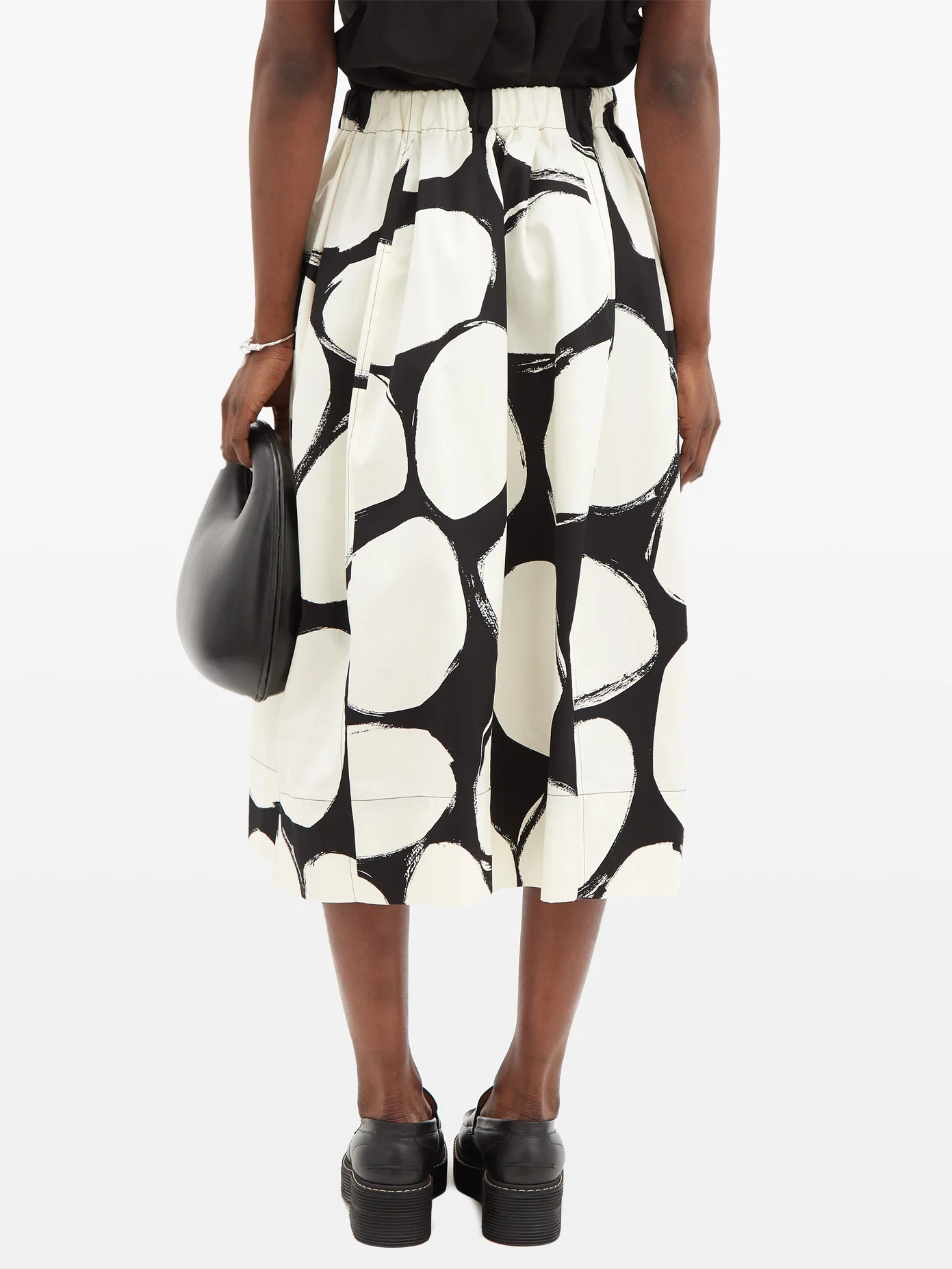 Oval-print A-line crepe skirt - 5