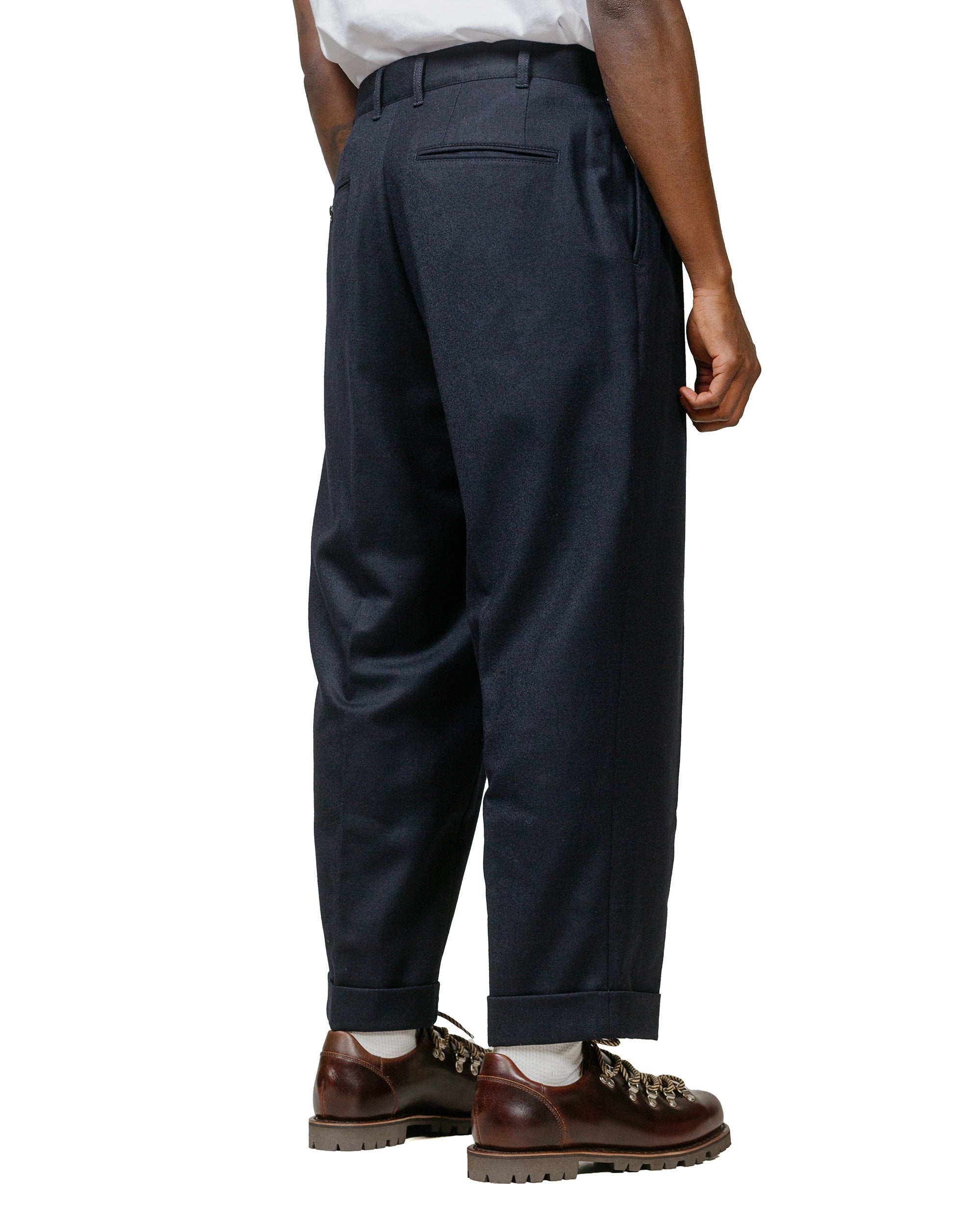 2Pleats Flannel Navy - 3
