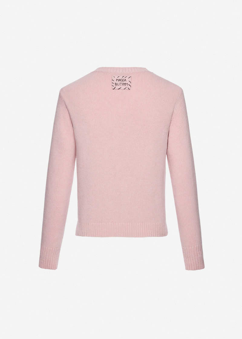 Cashmere V-neck sweater in light pink 2