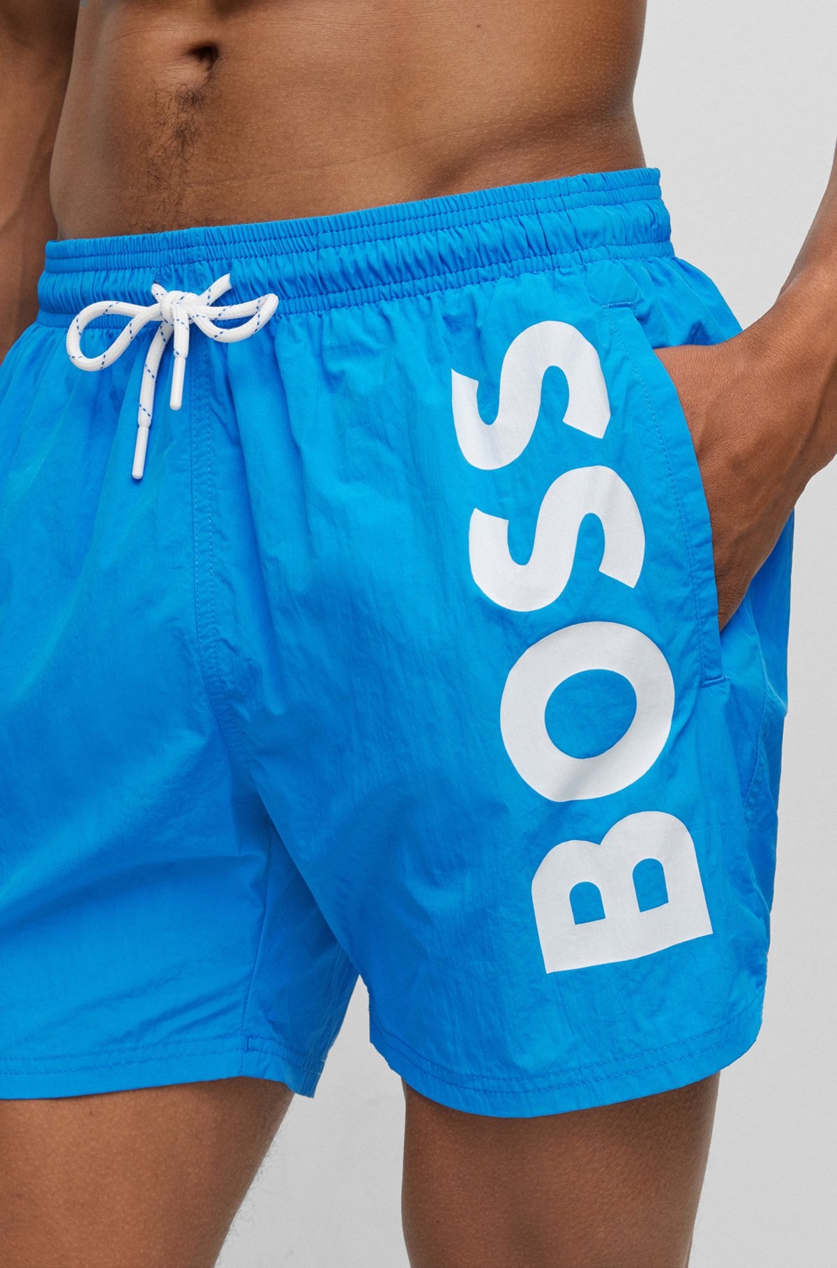 QUICK-DRY SWIM SHORTS WITH LARGE LOGO PRINT - 3