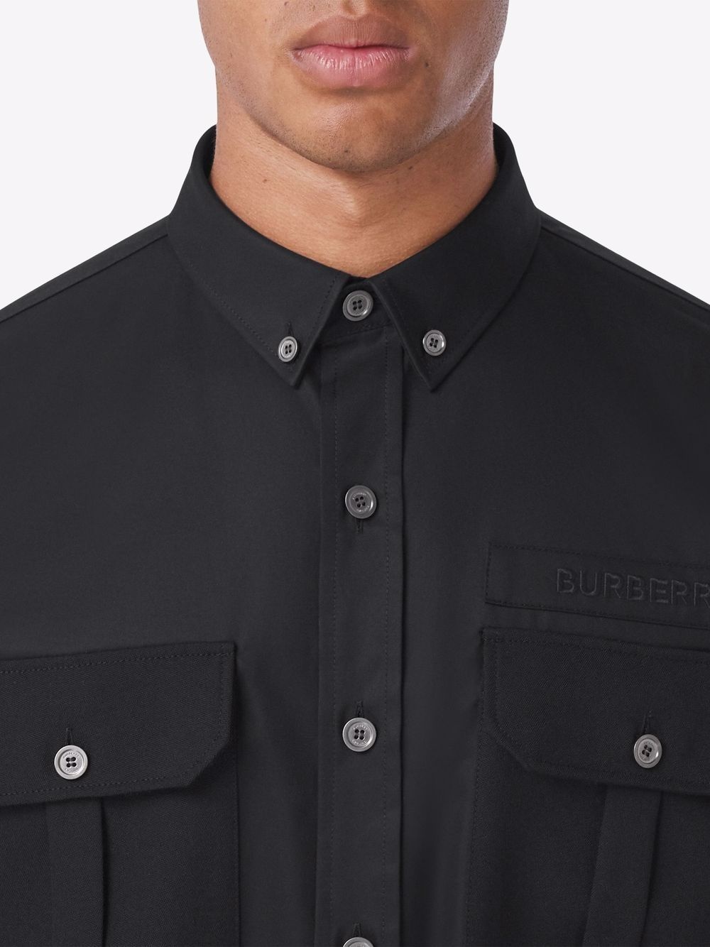 logo-embroidered button-down shirt - 5