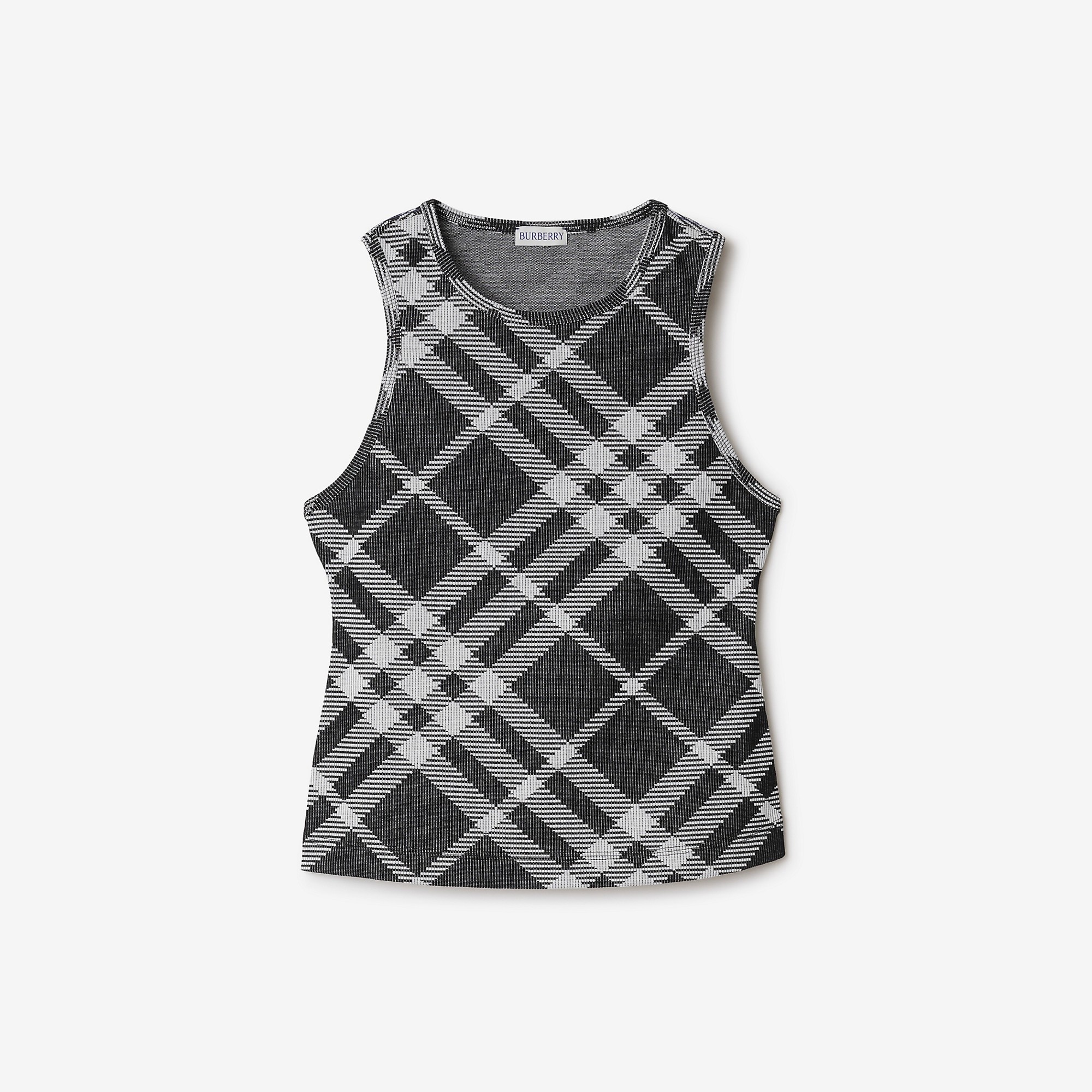 Check Stretch Cotton Blend Vest - 1