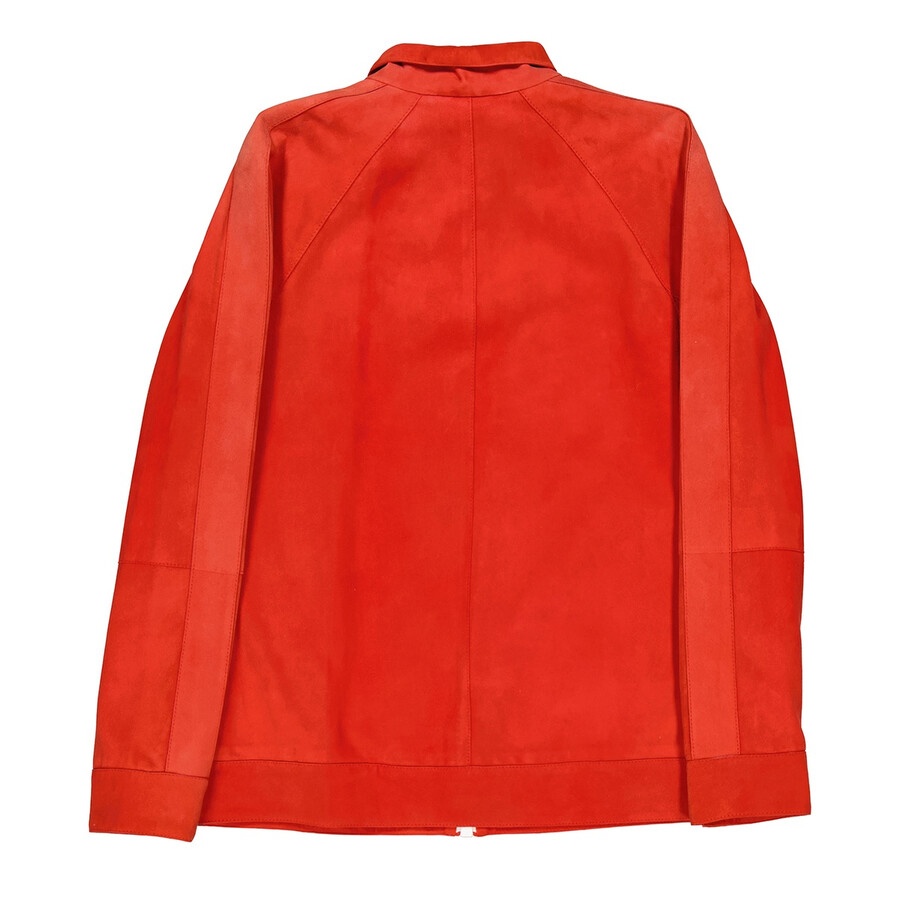 Burberry Ladies Leather Bright Red Suede Bomber - 7