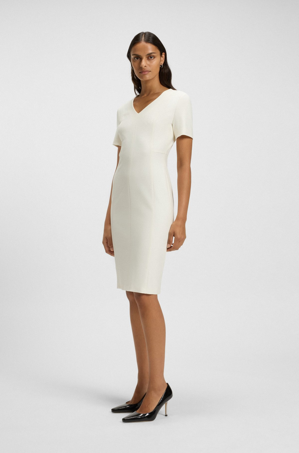 V-NECK DRESS IN STRETCH FABRIC - 3