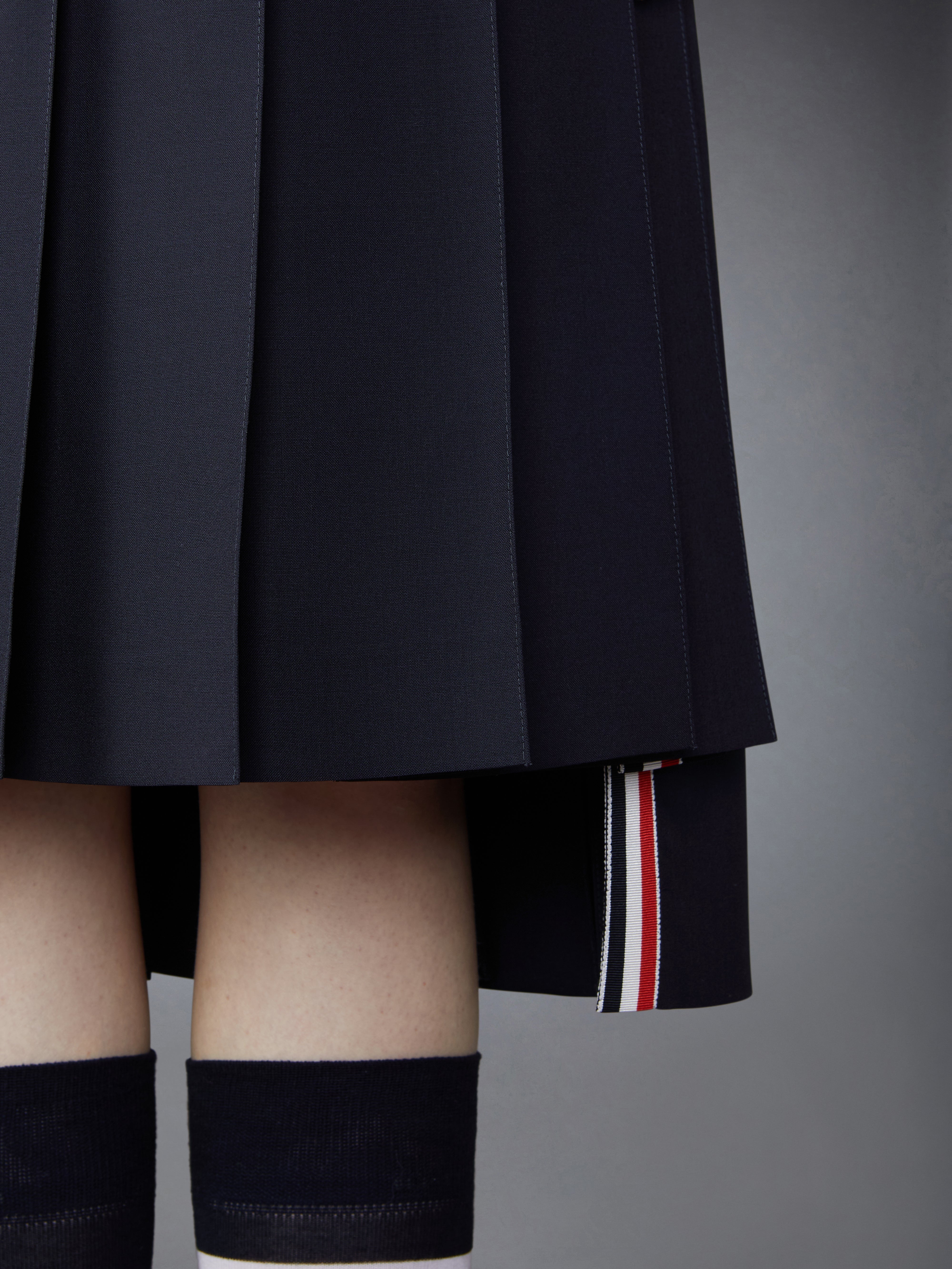 PLAIN WEAVE 4-BAR MIDI PLEATED SKIRT - 6