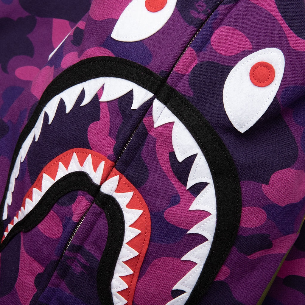 COLOR CAMO SHARK FULL ZIP HOODIE - PURPLE - 3