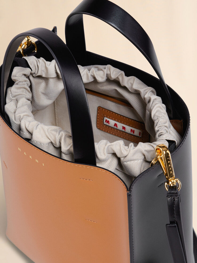 MUSEO SMALL BAG IN BROWN AND BLACK LEATHER - 5