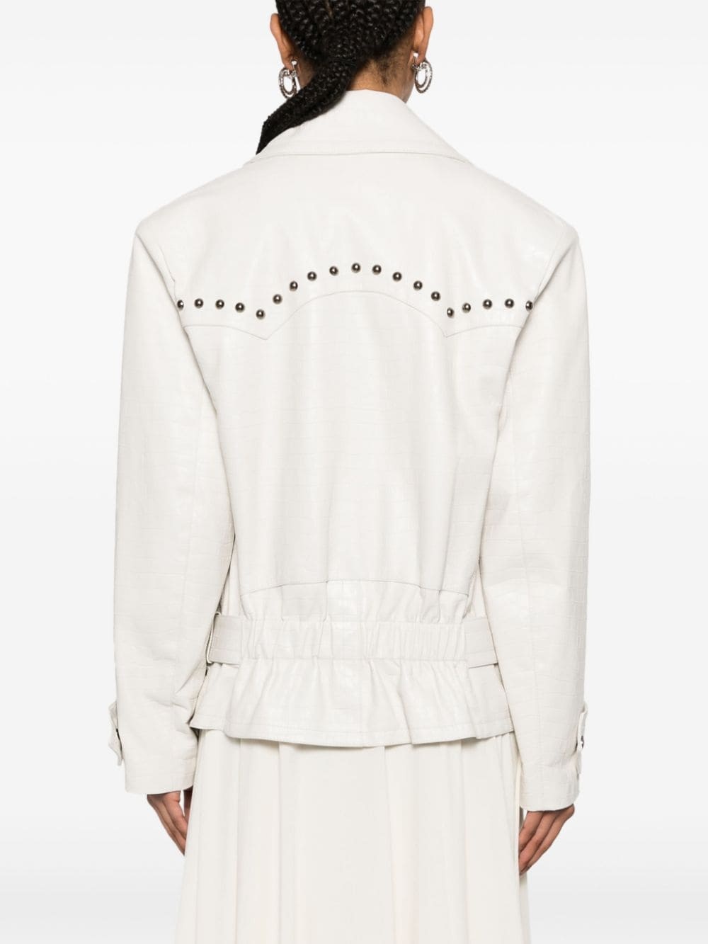 crocodile-pattern leather jacket - 4