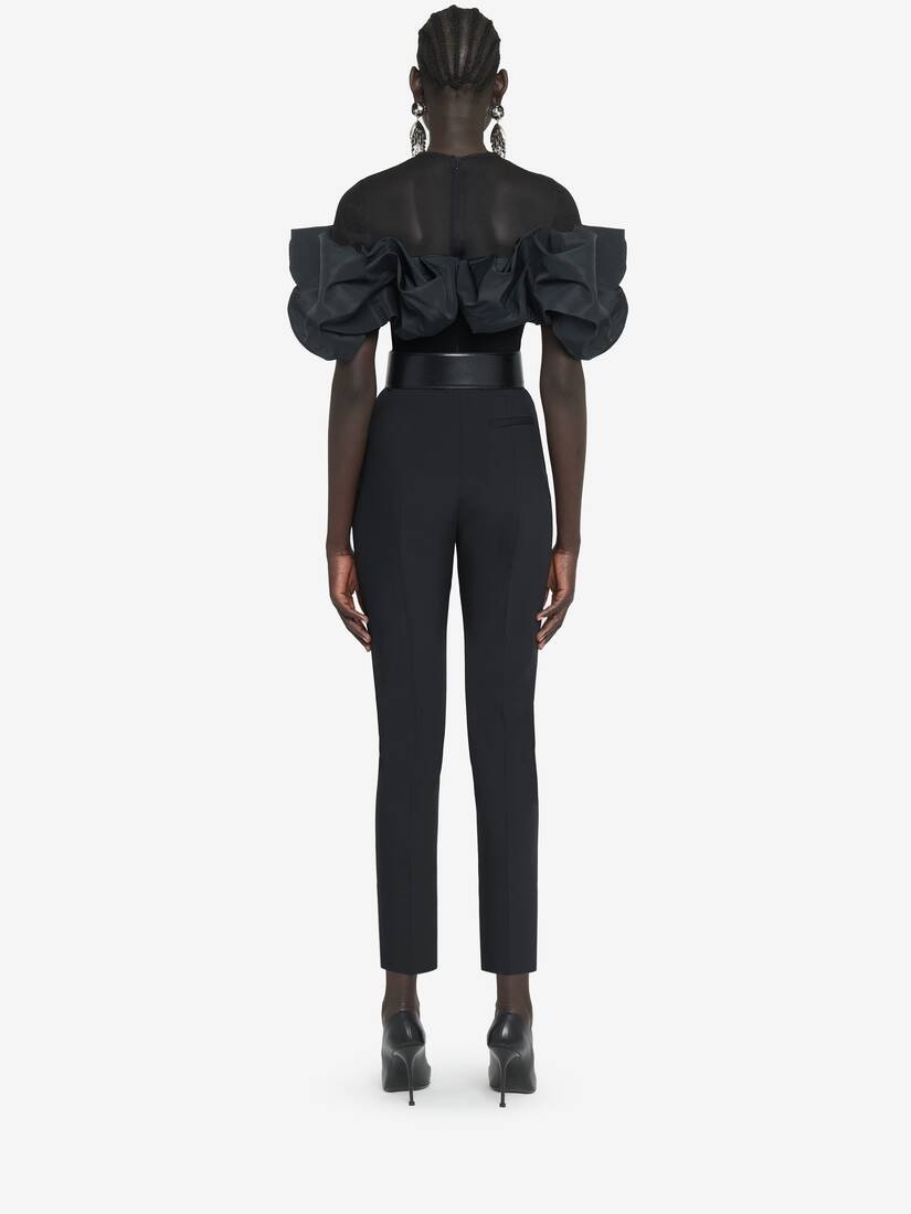 Women's Hybrid Ruffled Top in Black - 4