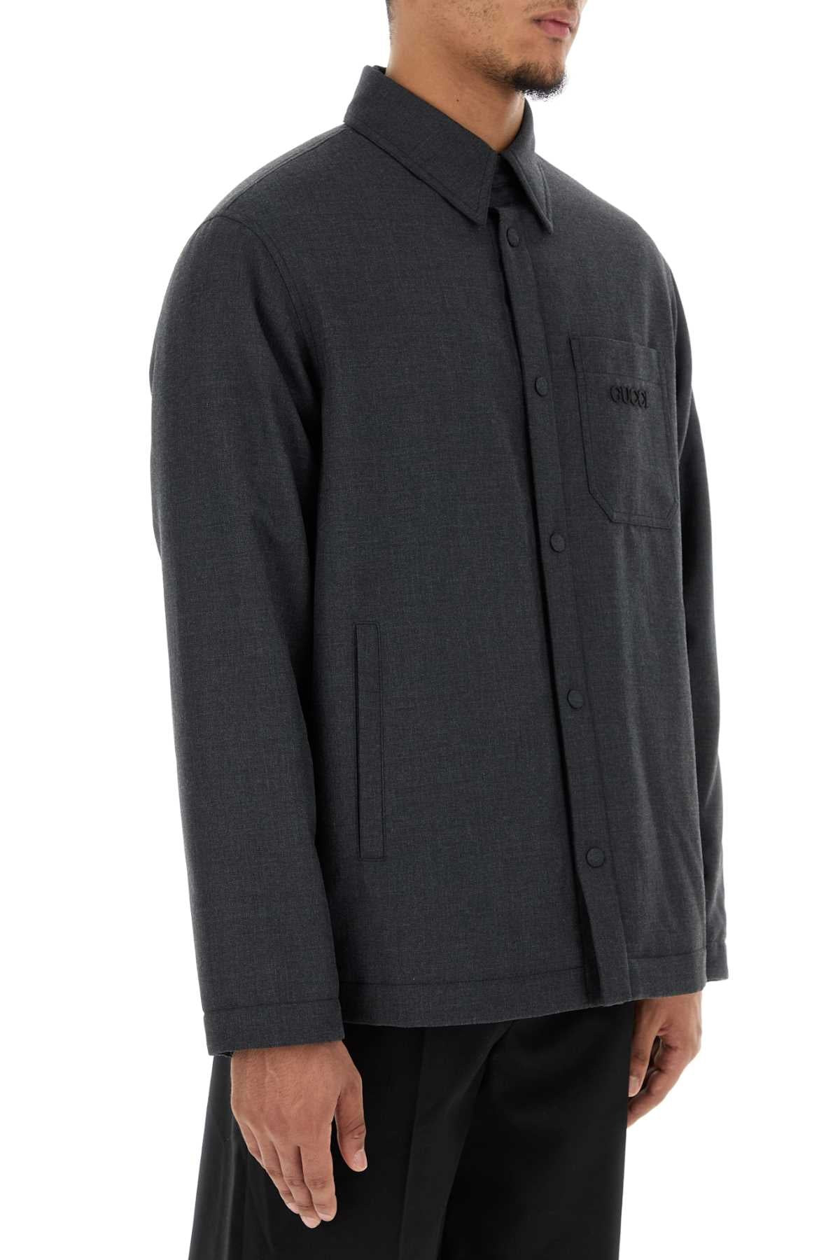 Gucci Men Dark Grey Polyester Blend Padded Shirt - 3