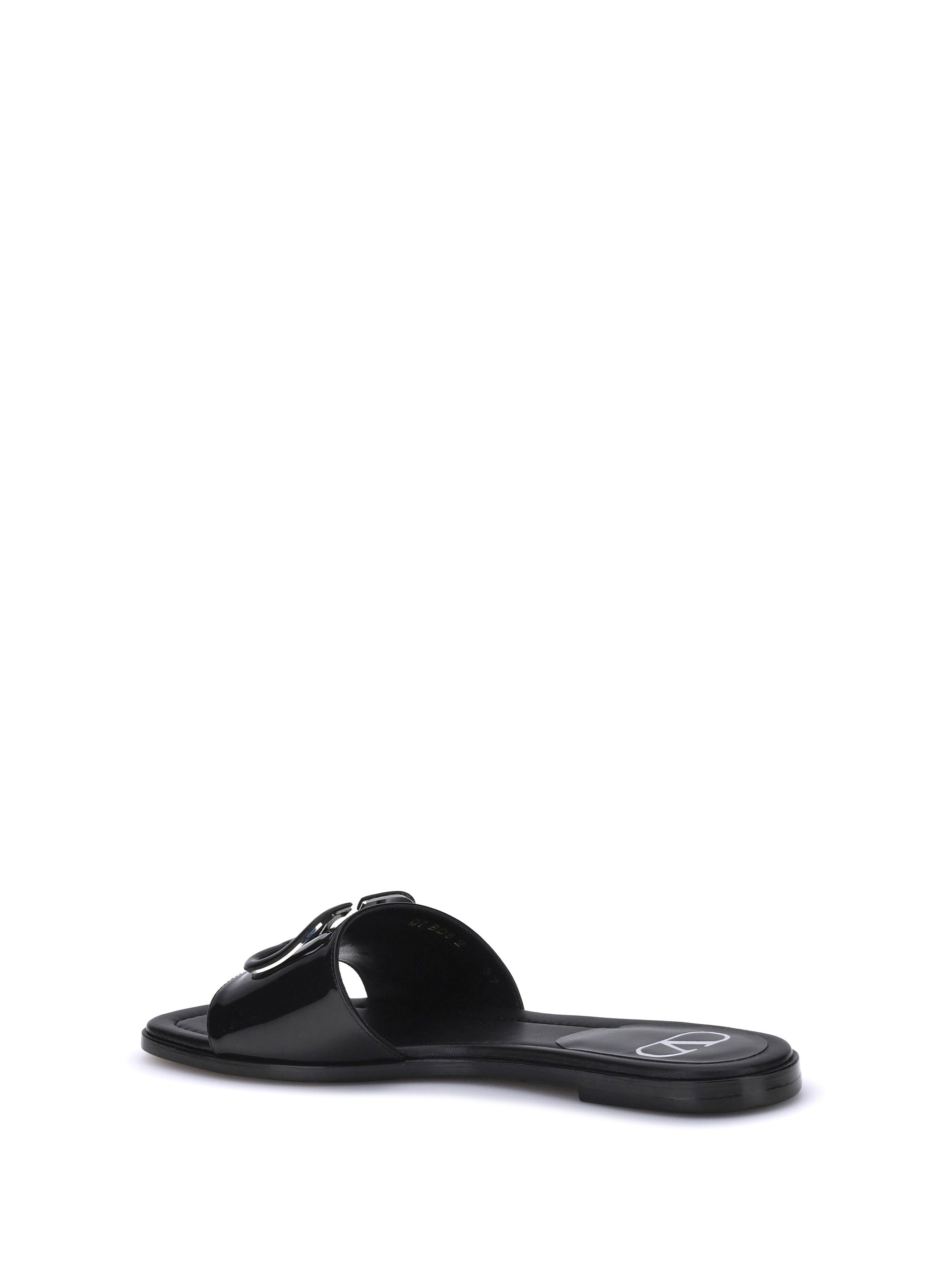 Valentino Garavani Women Patent Leathe Vlogo Slide Sandals - 3