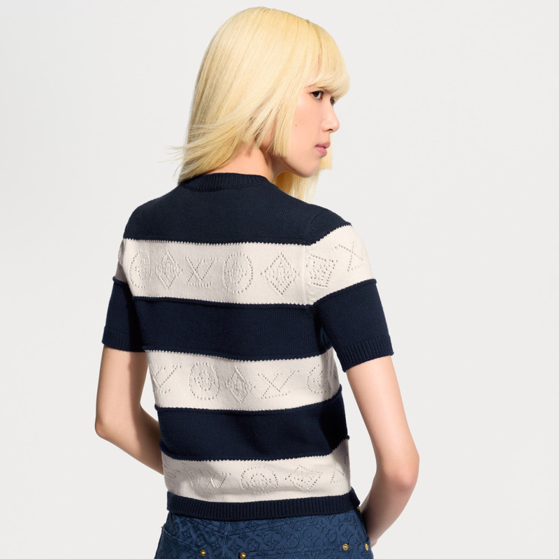 Openwork Striped Knit Top 7
