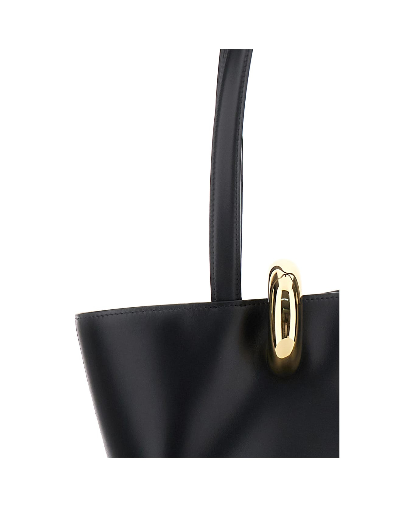 'le Bambola Moyen' Black Shoulder Bag With Front Metal Ring Closure And Embossed Logo Lettering On T - 3