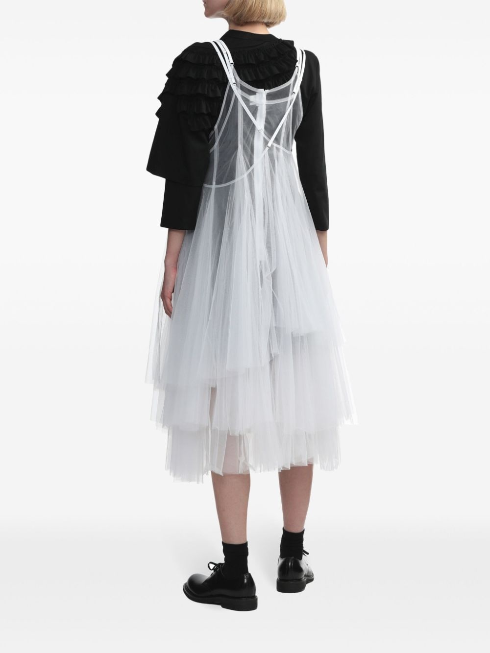 tulle overlay sheer dress - 4