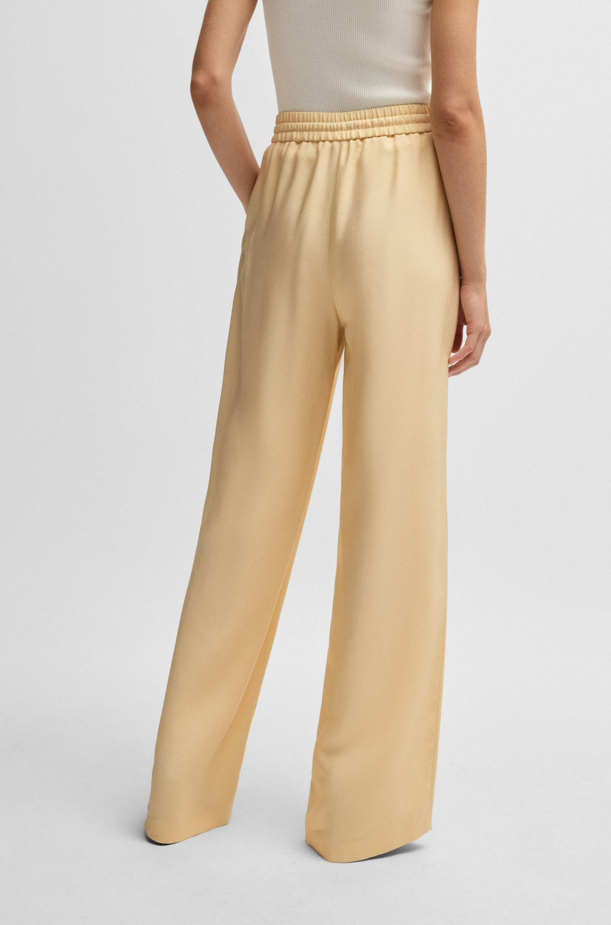 WIDE-LEG DRAWCORD TROUSERS IN SOFT TWILL - 4