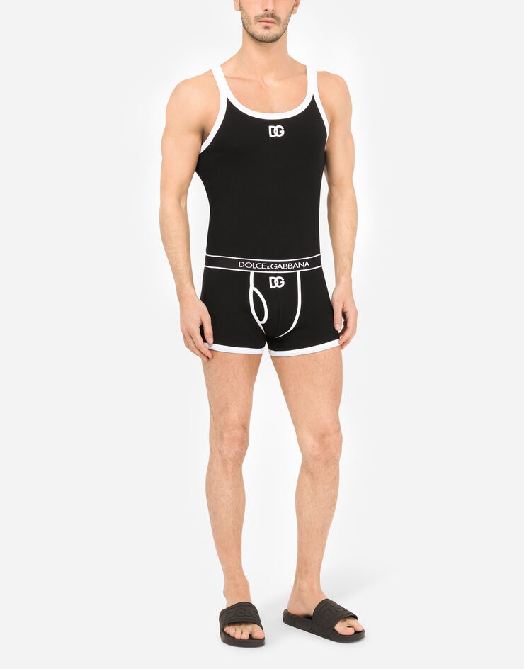 Fine-rib cotton singlet with DG patch - 2