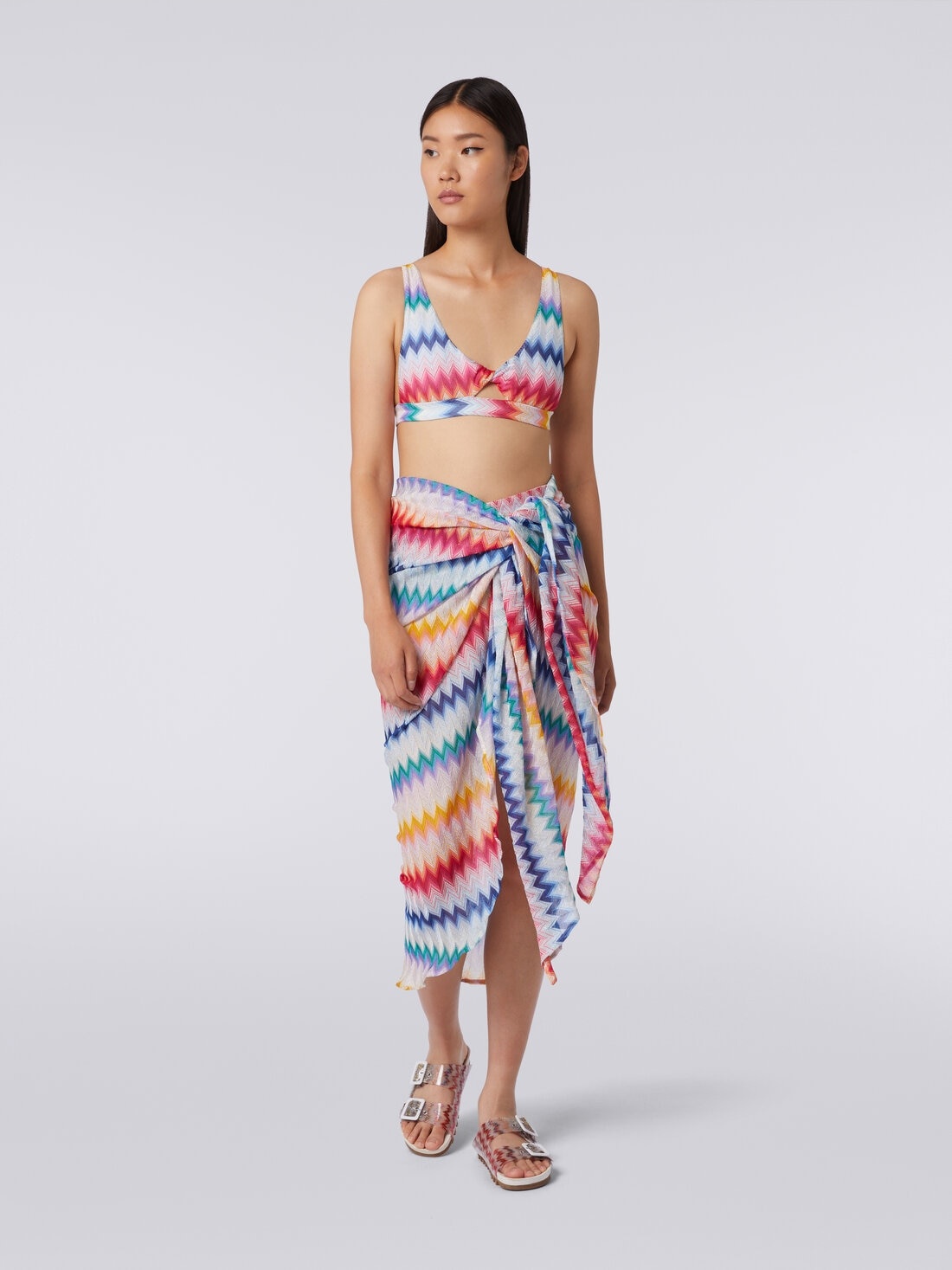 Zigzag motif sarong skirt with lurex - 2