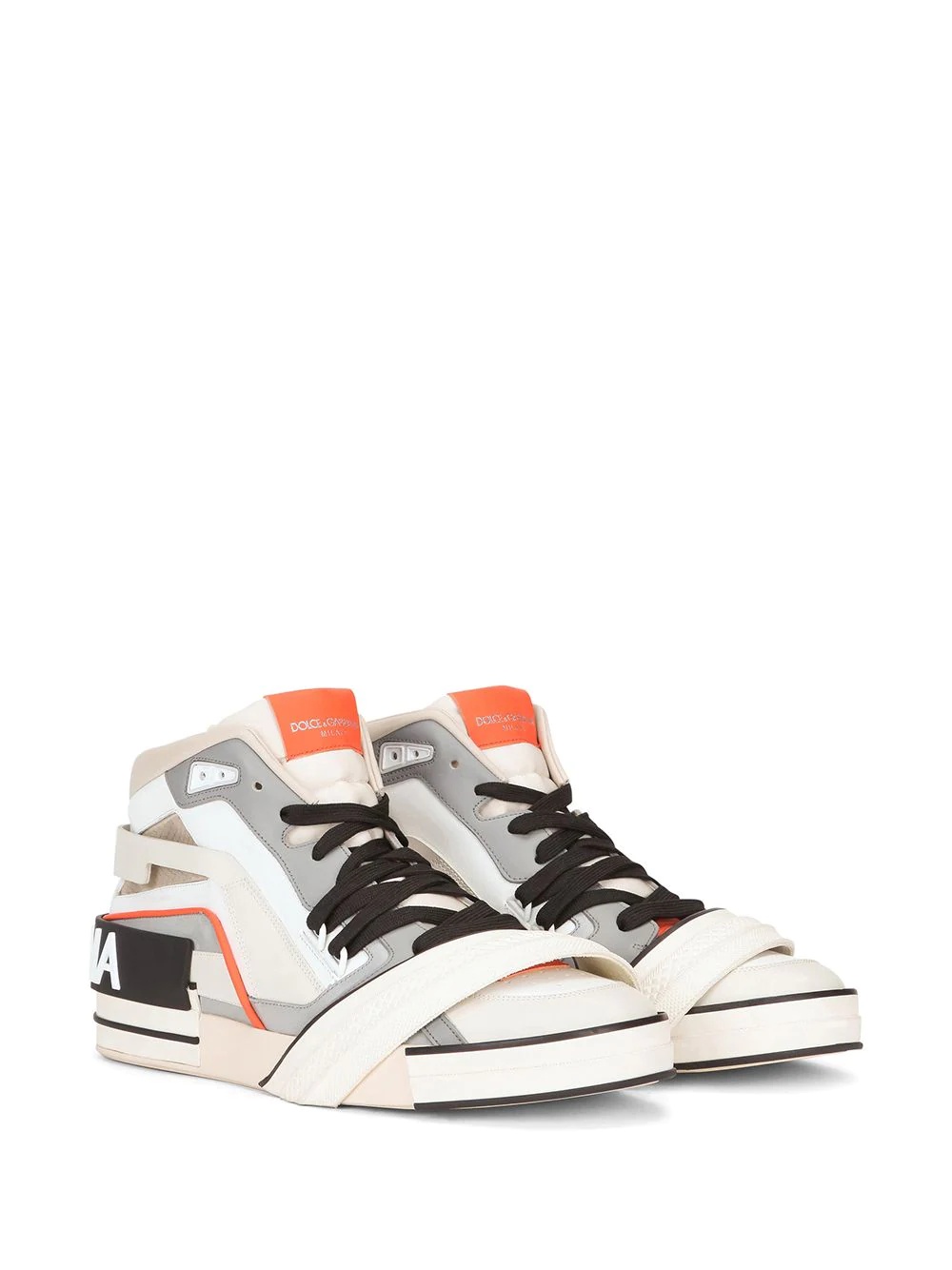 logo-patch panelled high-top sneakers - 2