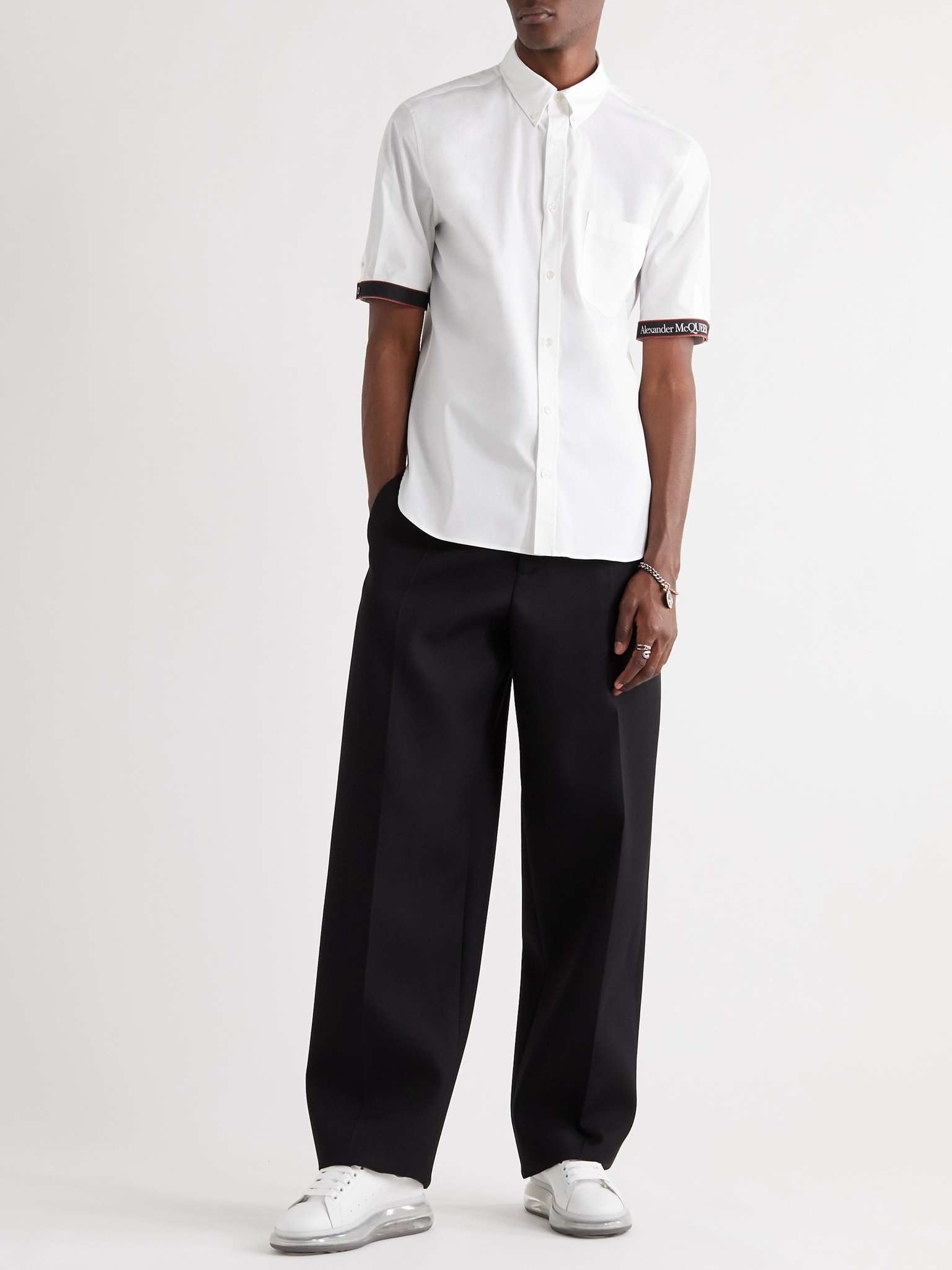 Button-Down Collar Logo-Trimmed Stretch-Cotton Poplin Shirt - 2