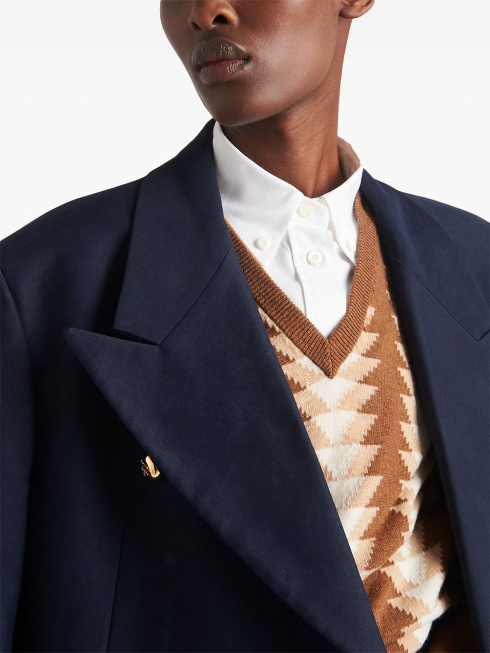 double-breasted cotton blazer - 6