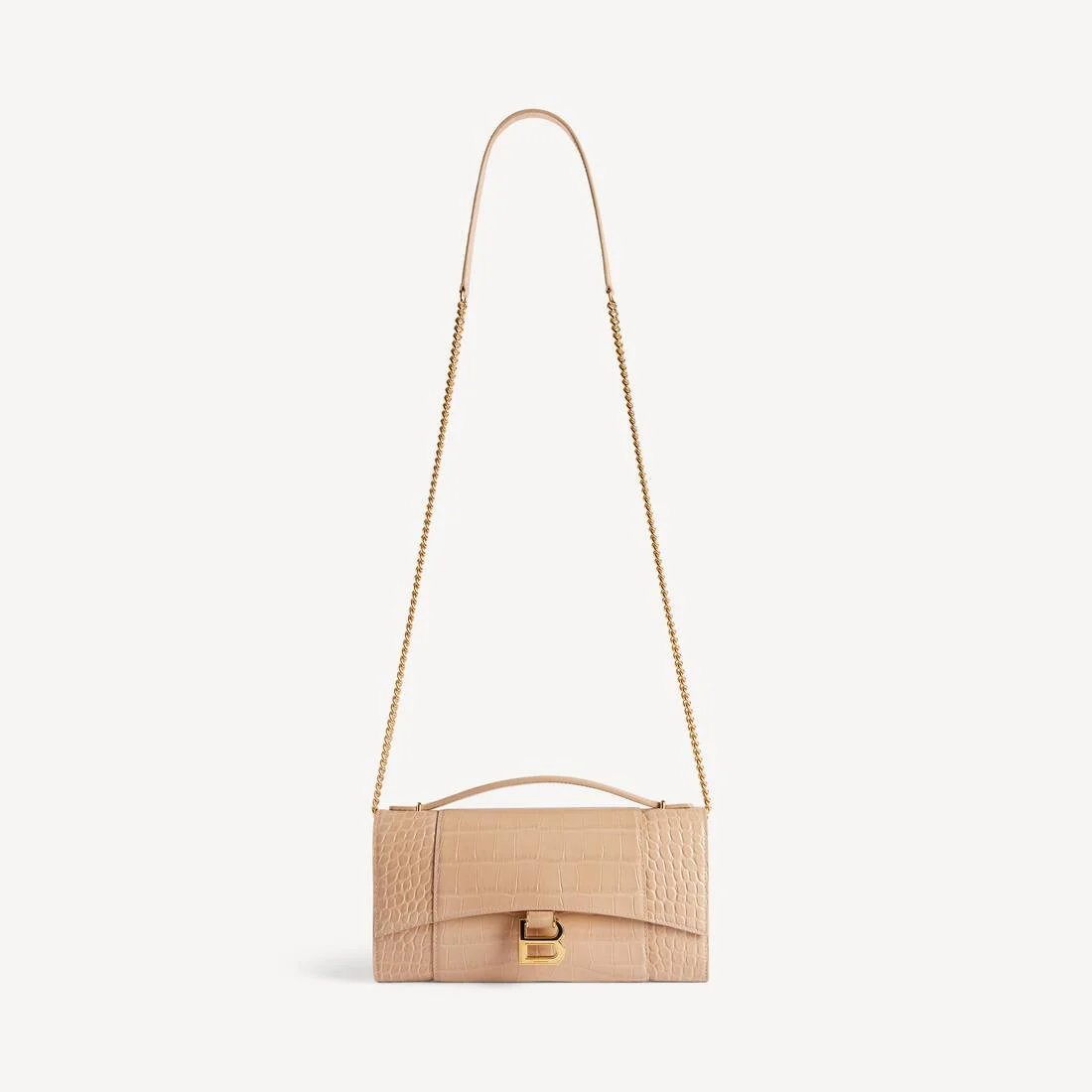 Women's Hourglass Pochette With Chain in Nude - 1