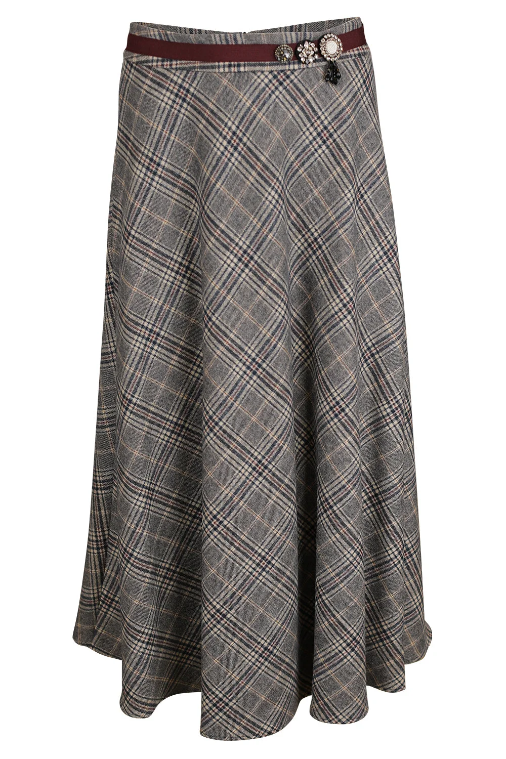 Plaid Midi Skirt - 1