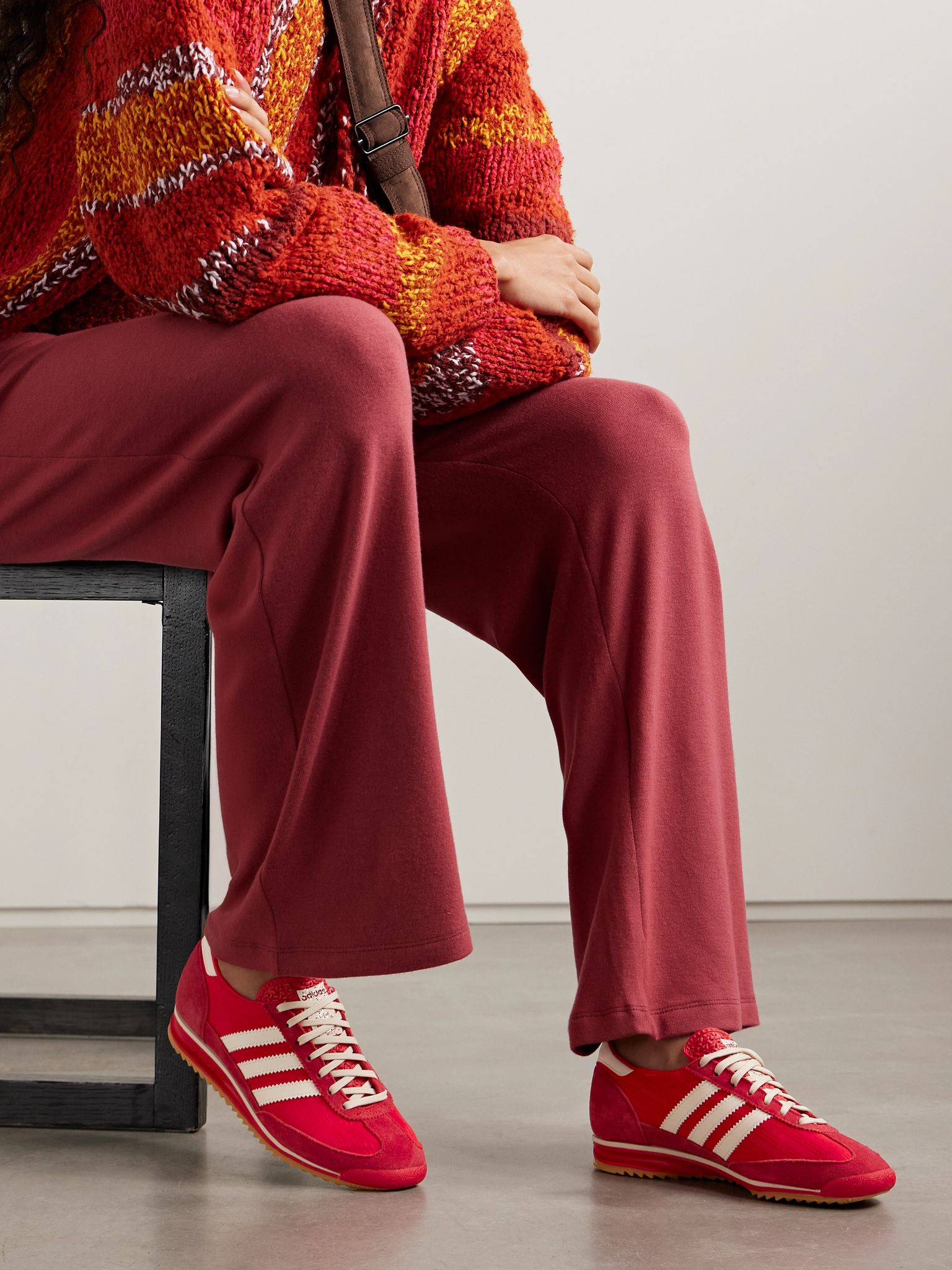 SL 72 OG suede and leather-trimmed nylon sneakers Red - 2