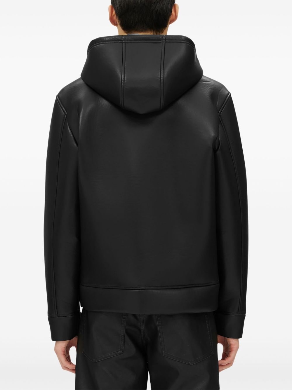 zip-up leather hoodie - 4