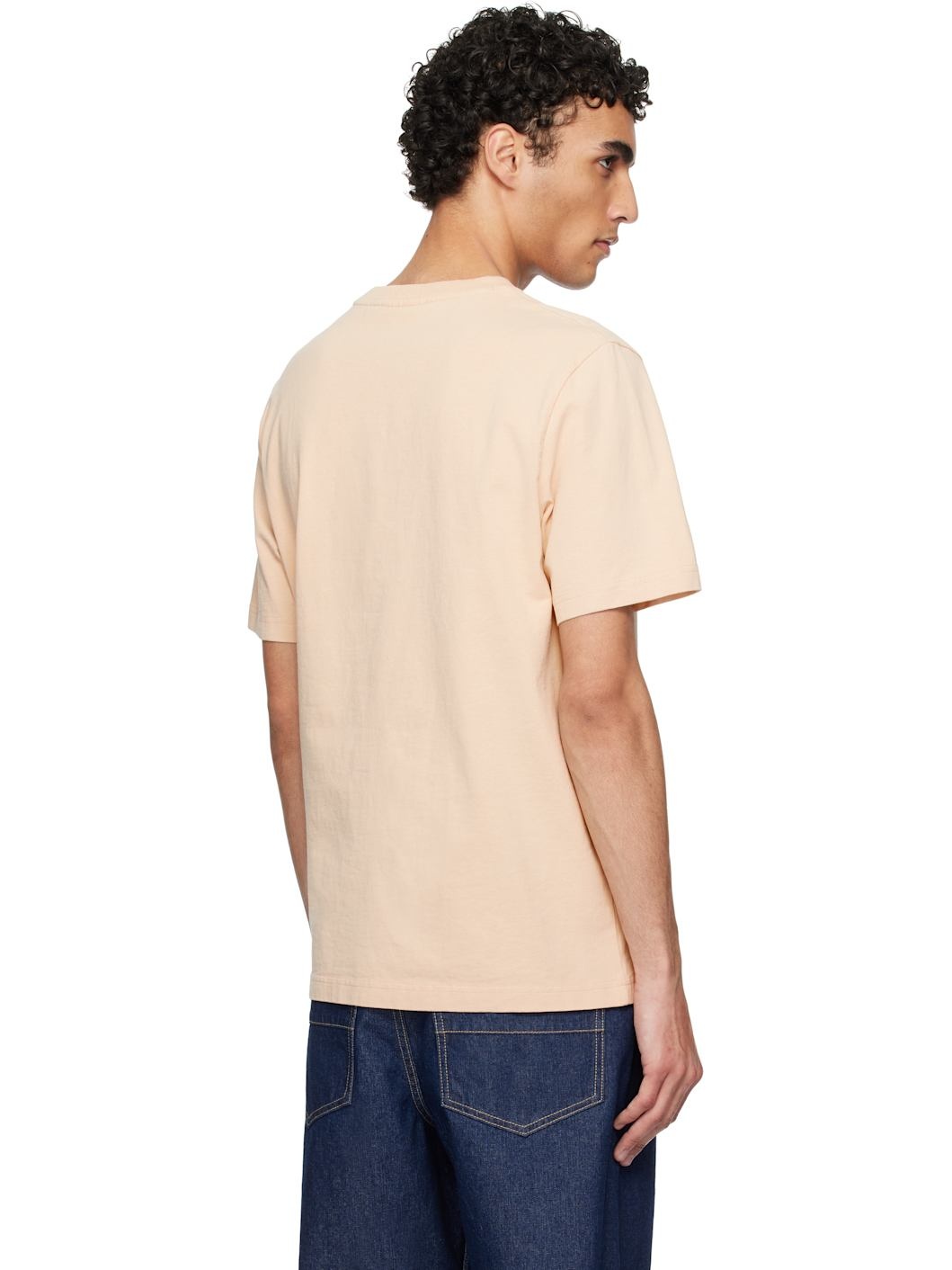 Beige Bold Fox Head Patch Comfort T-shirt - 3