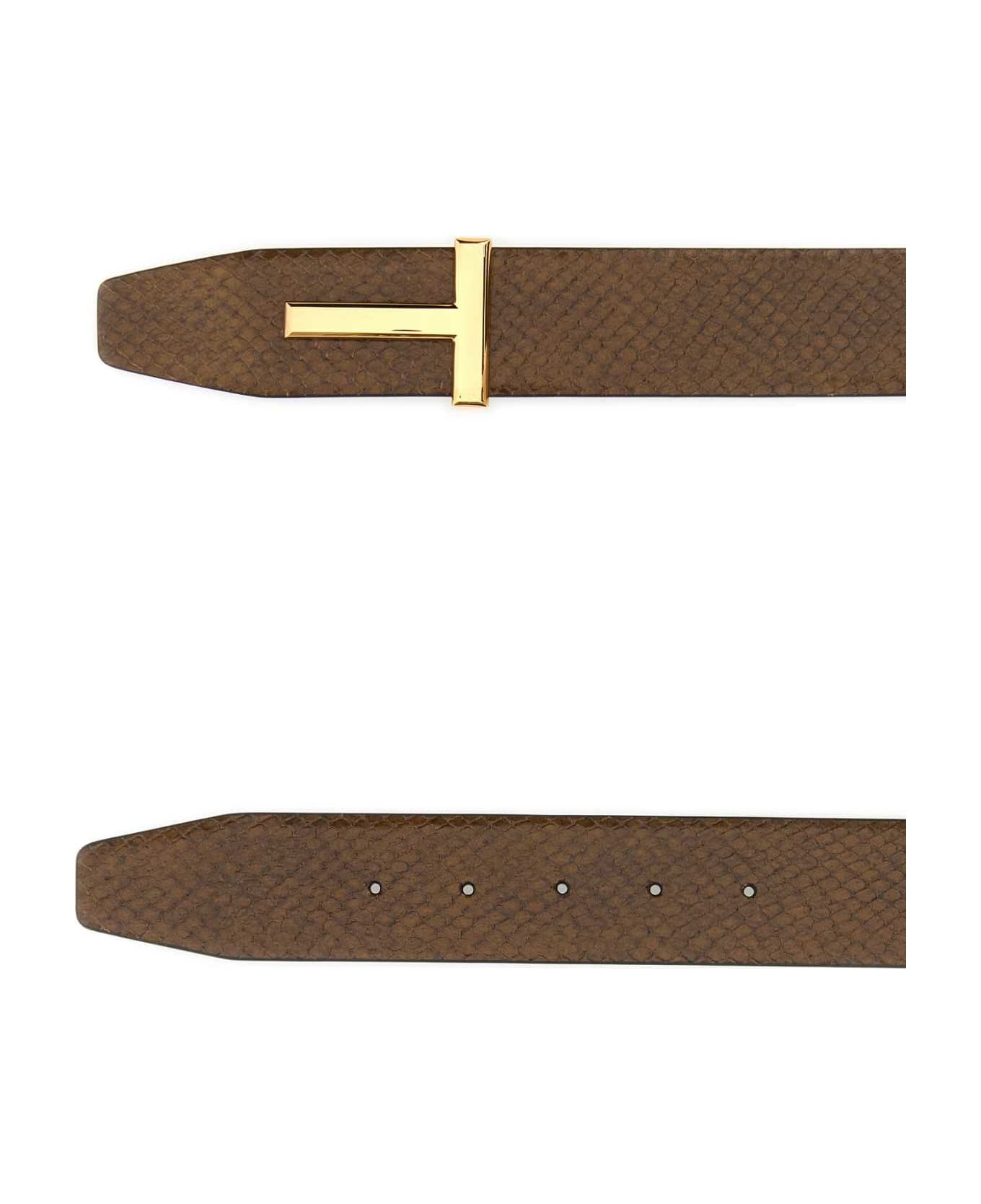 Brown Leather Reversible Belt - 2