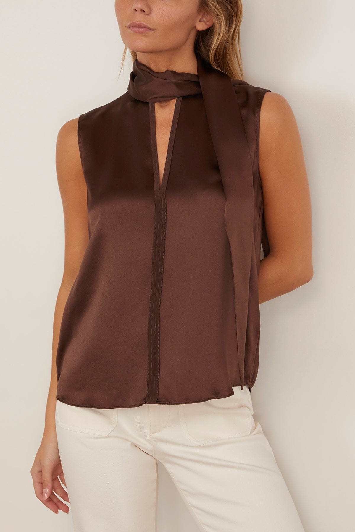 Sense of Shine Sleeveless Blouse in Chocolate - 3