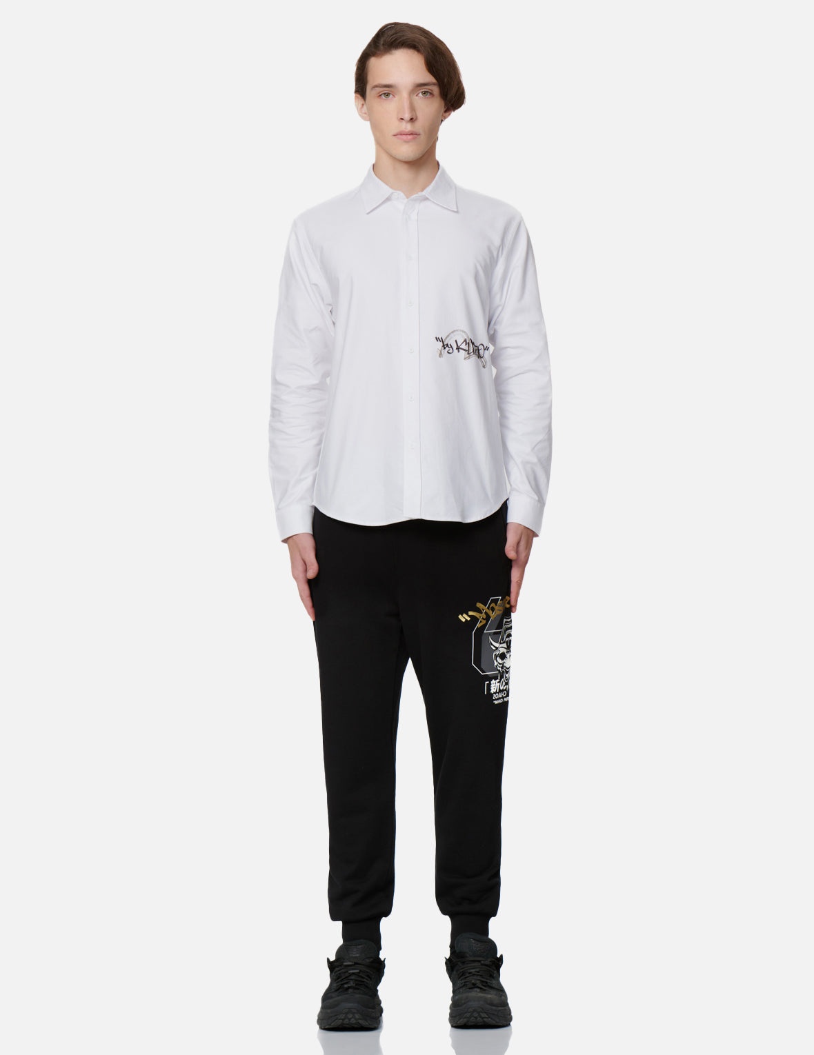 Dripping Hannya Skull Print Sweatpants - 5
