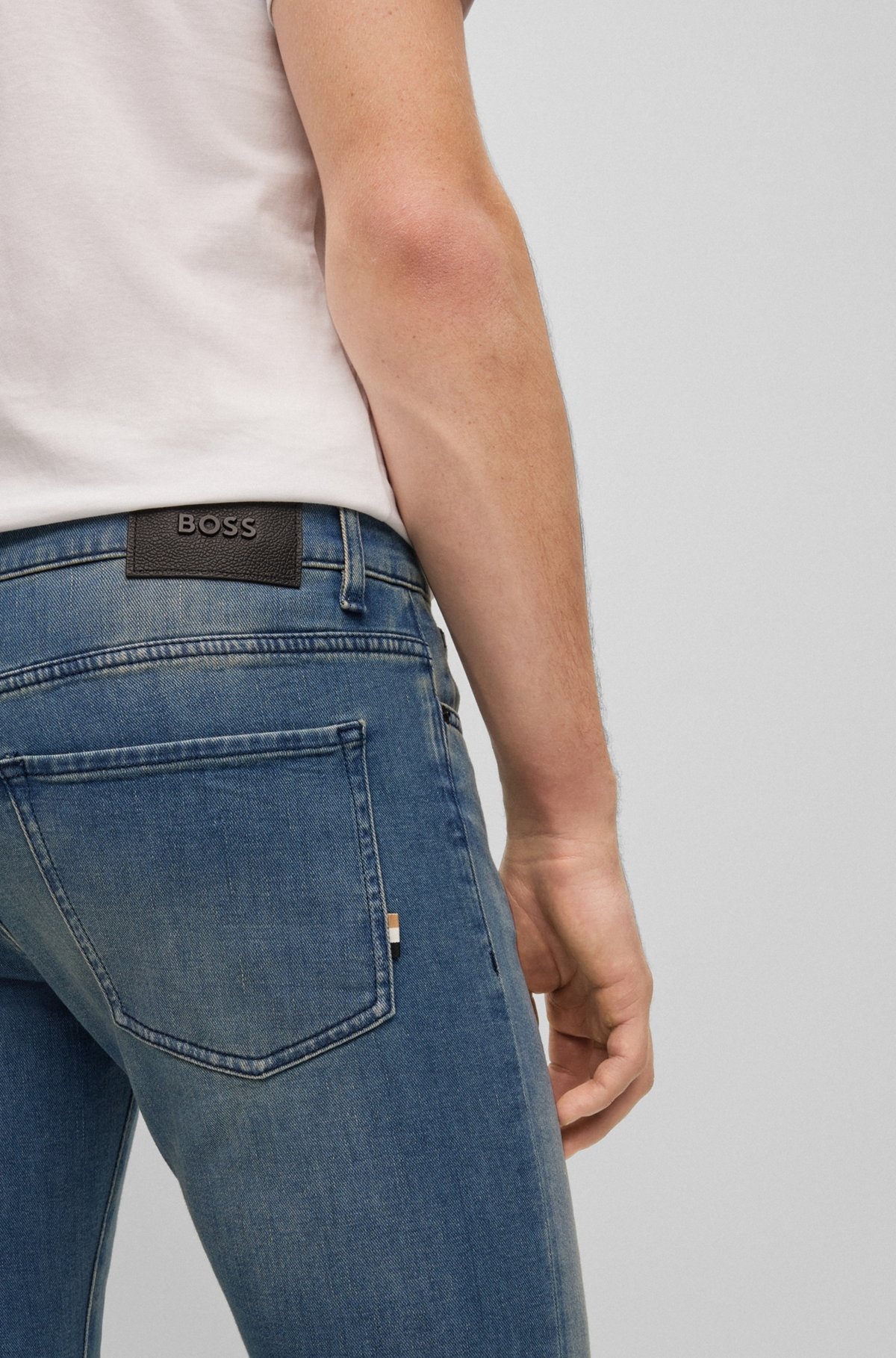 SLIM-FIT JEANS IN SUPER-SOFT BLUE STRETCH DENIM - 5
