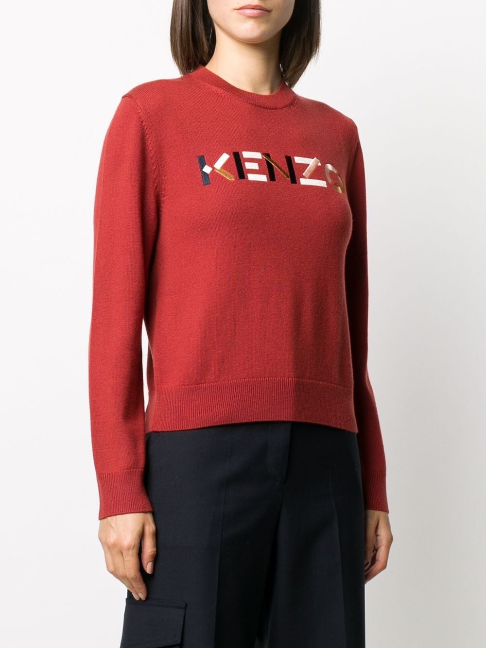 embroidered logo crew neck jumper - 3