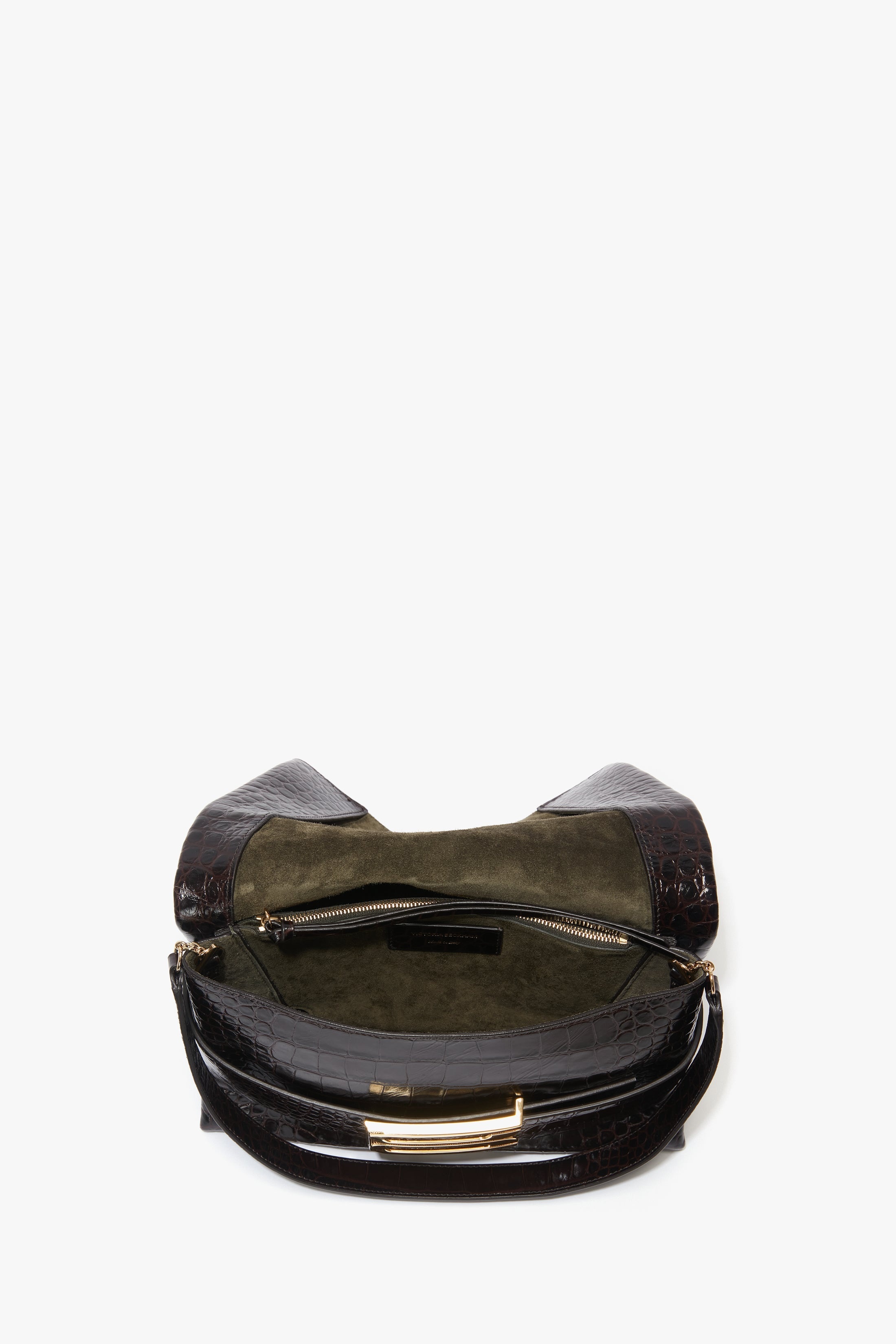 B Pouch In Croc Effect Espresso Leather - 5