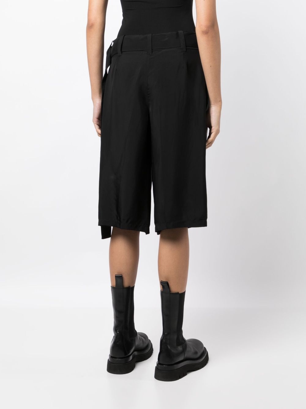 belted-waist wide-leg shorts - 4