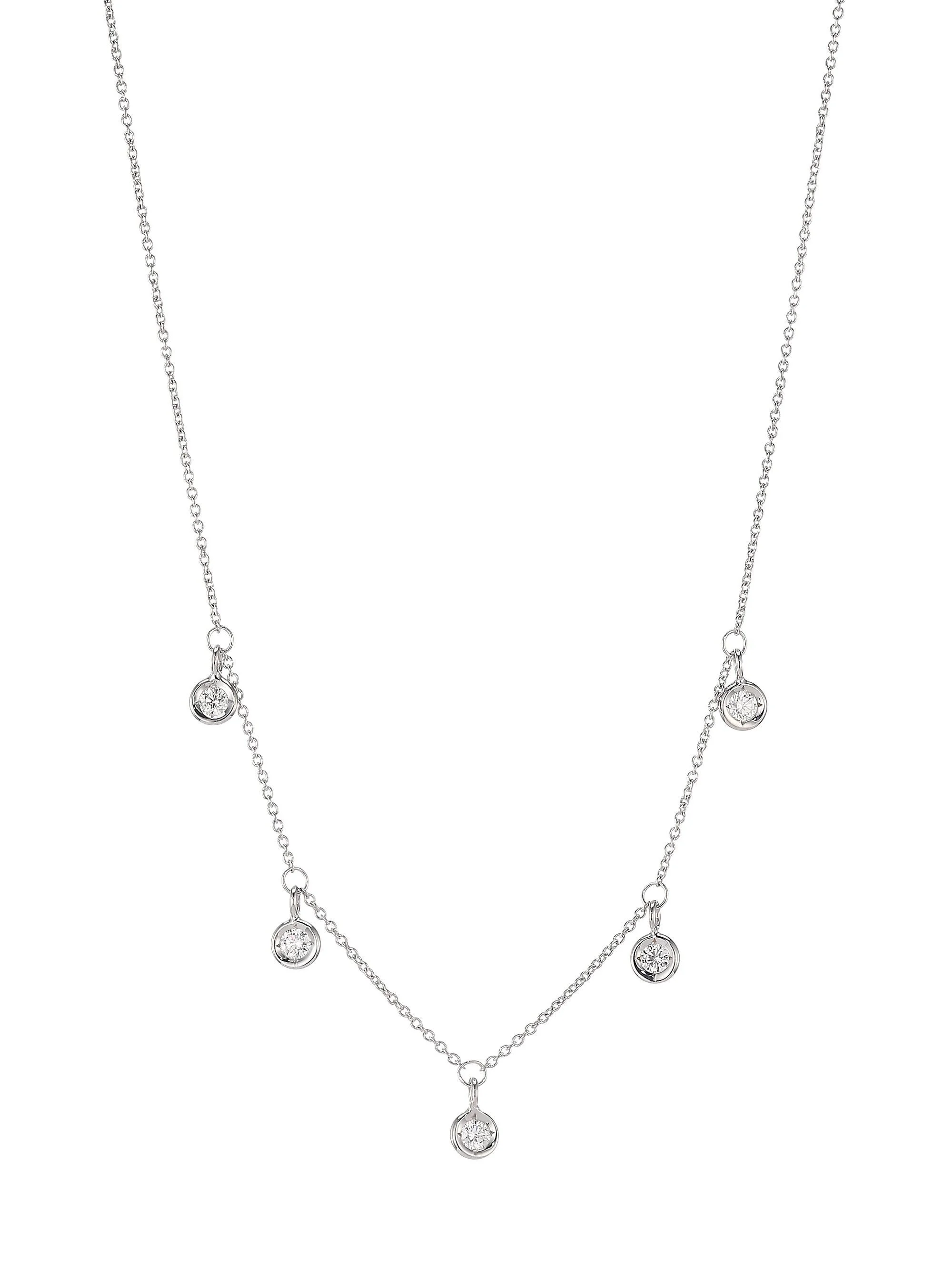 Women's Diamond By The Inch 18K White Gold & Diamond Dangle Necklace - White Gold - 1