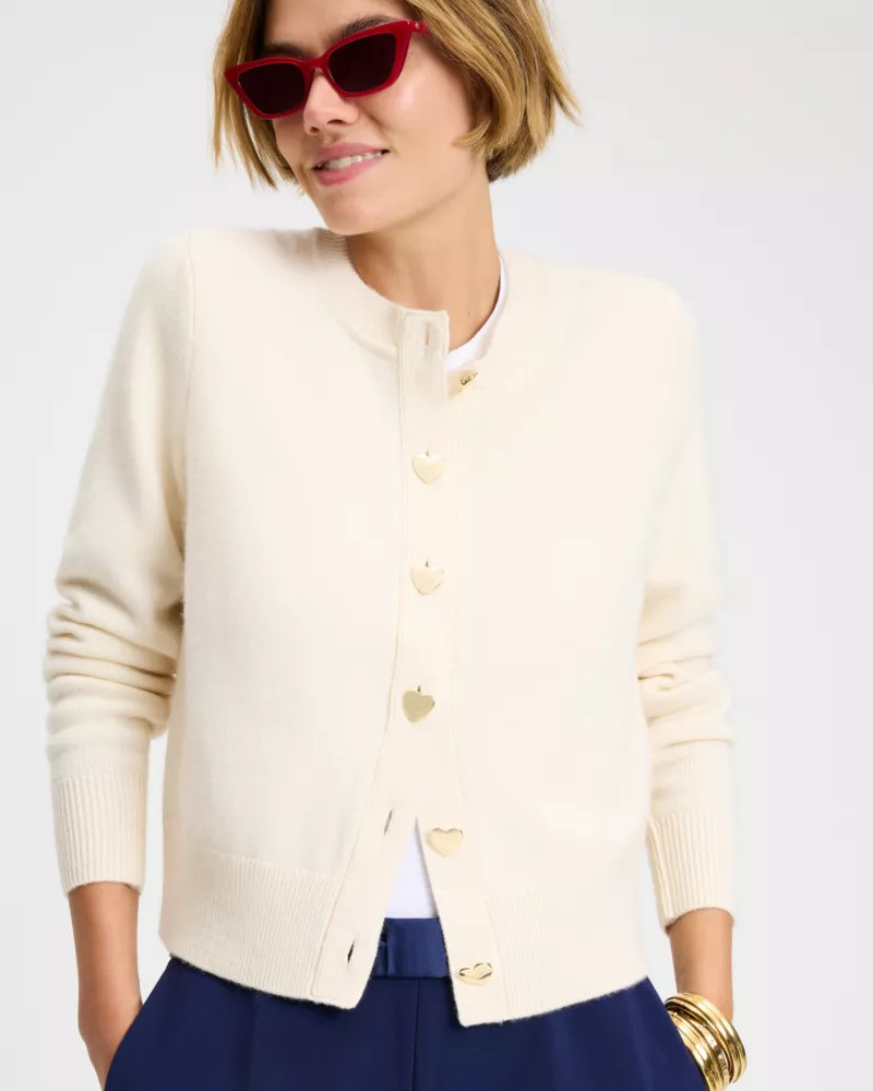 kate spade Gold Heart Button Nell Cardigan outlook